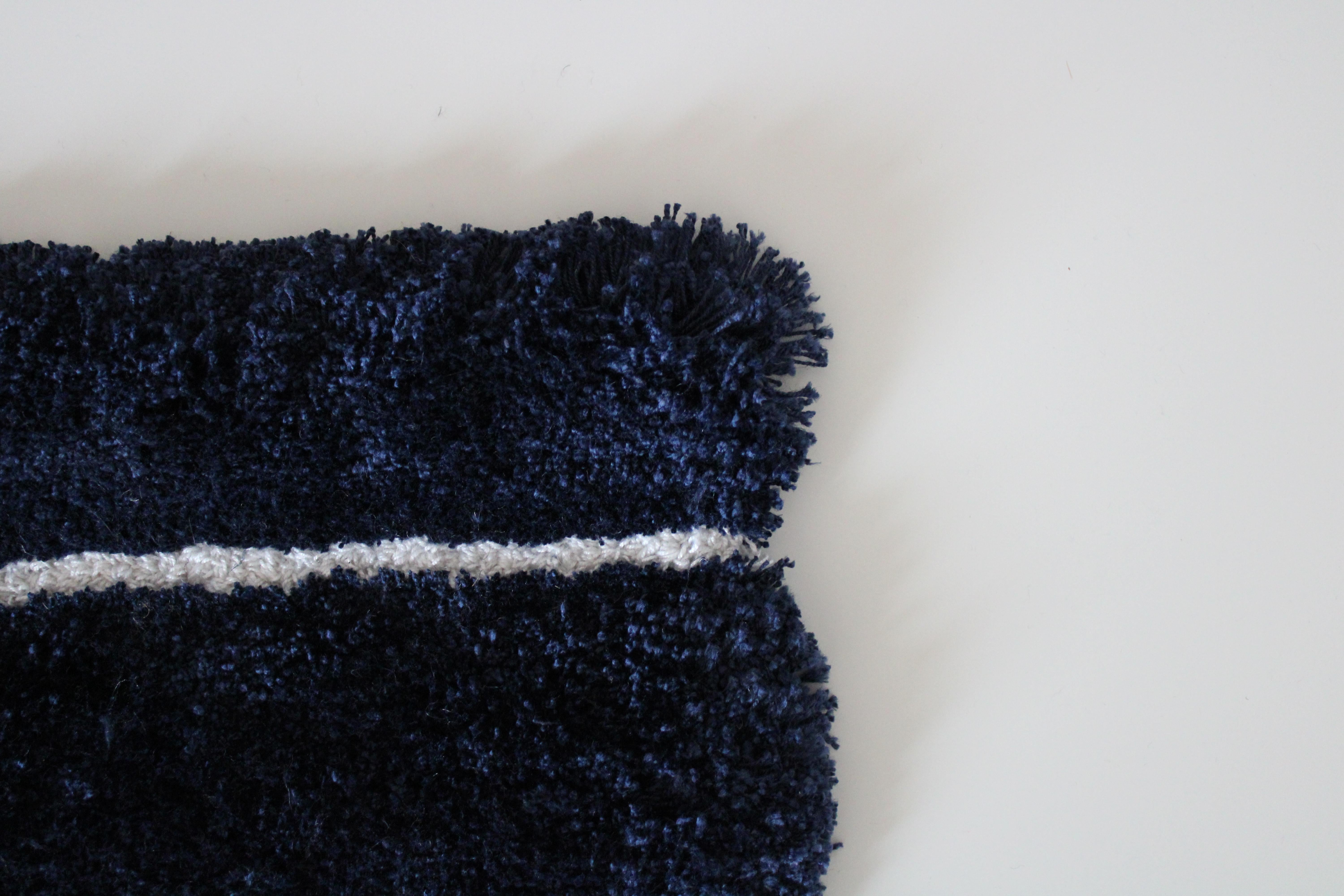 Hand-Woven To Be Hand-Tufted Blue Rug, Take Me Up Collection by Paolo Stella For Sale