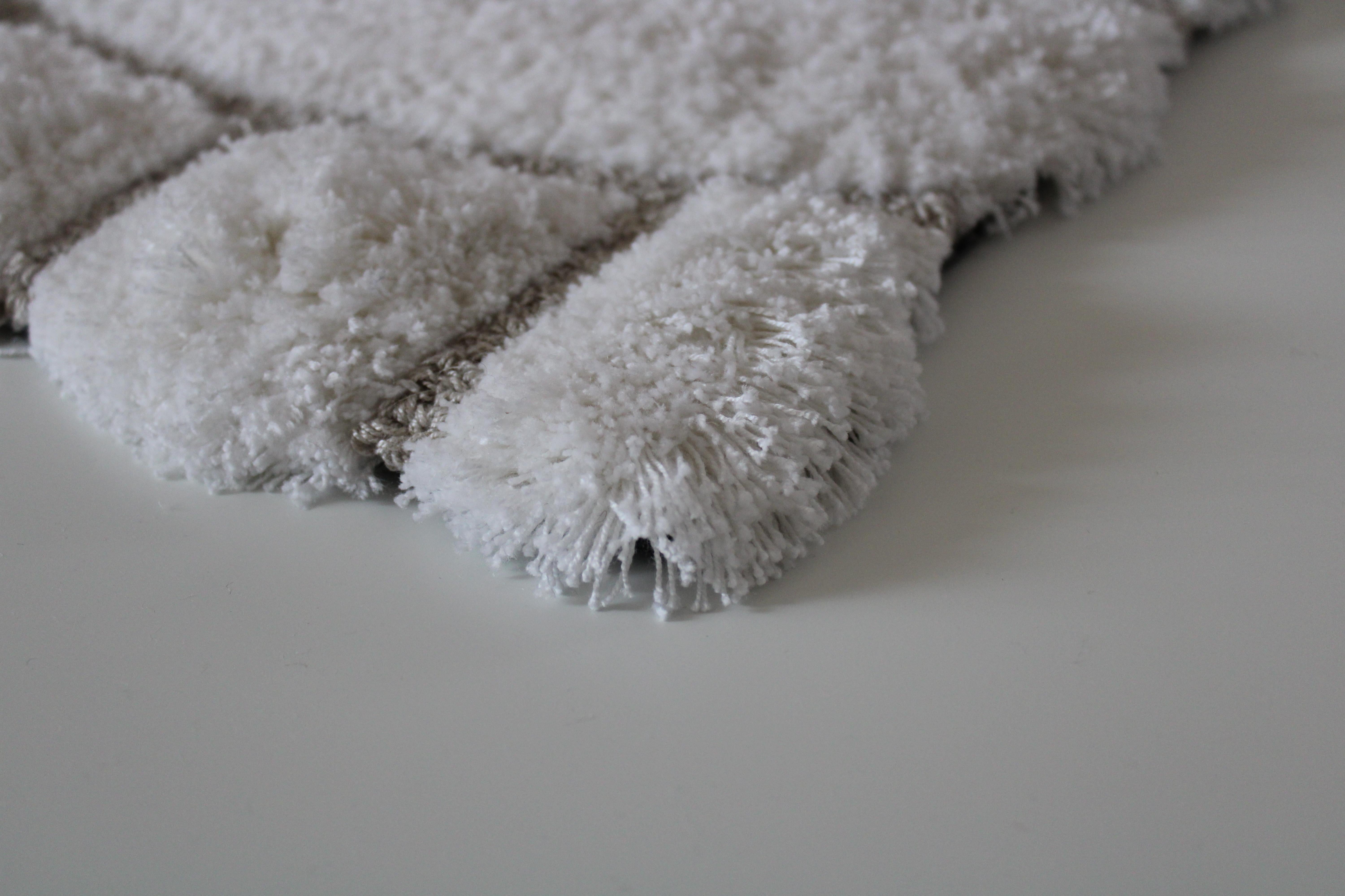 Indian To Be Hand-Tufted White Rug, Take Me Up Collection by Paolo Stella For Sale