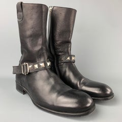 TO BOOT NY Size 10 Black Studded Leather Side Zipper Boots