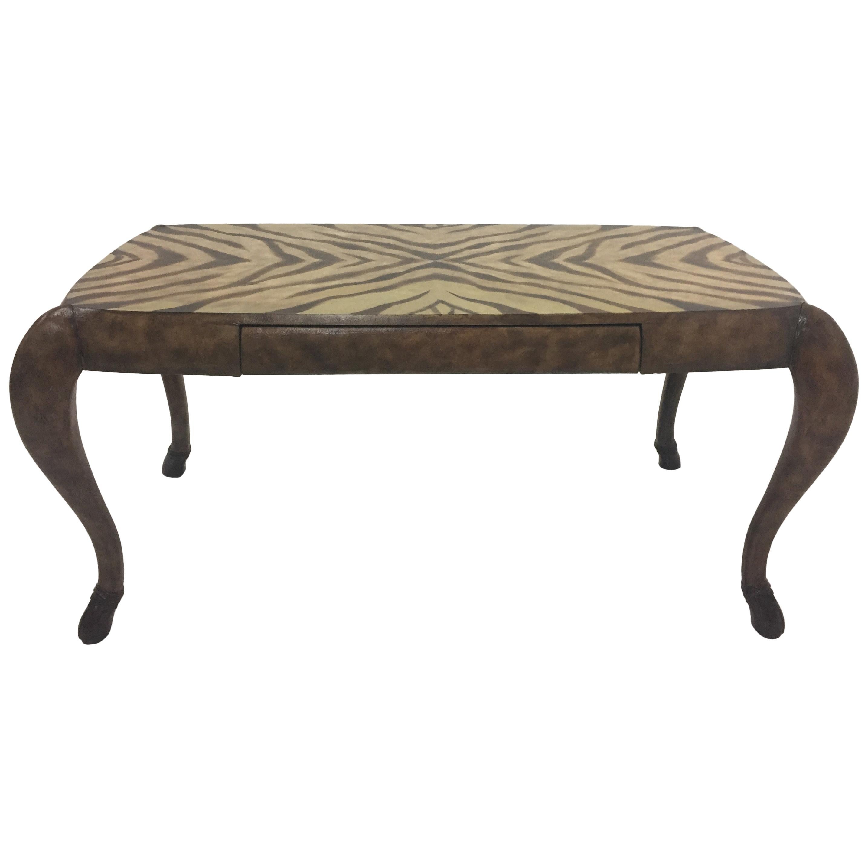 To Die for Maitland Smith Zebra Motif Leather Wrapped Desk