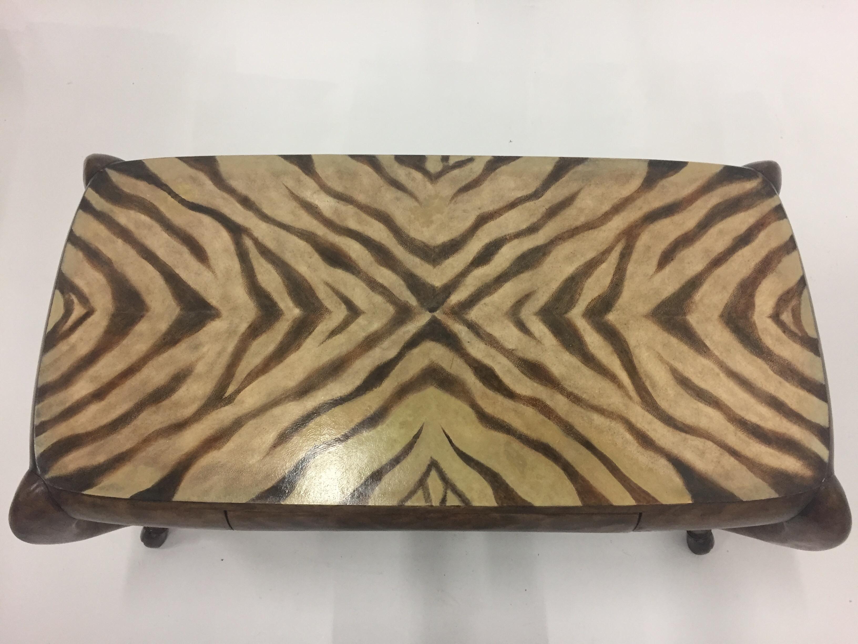 To Die for Maitland Smith Zebra Motif Leather Wrapped Desk 3
