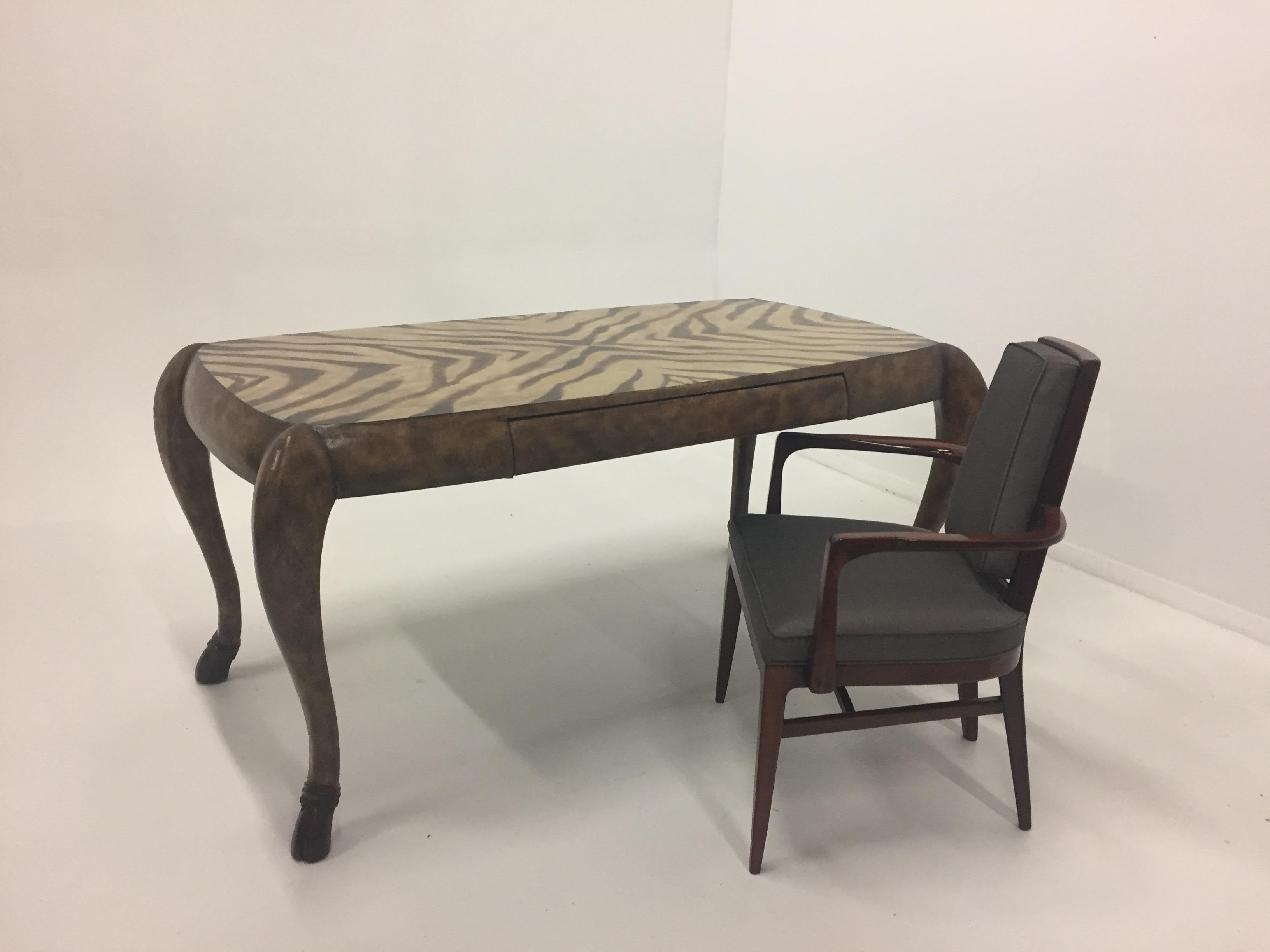 To Die for Maitland Smith Zebra Motif Leather Wrapped Desk 4