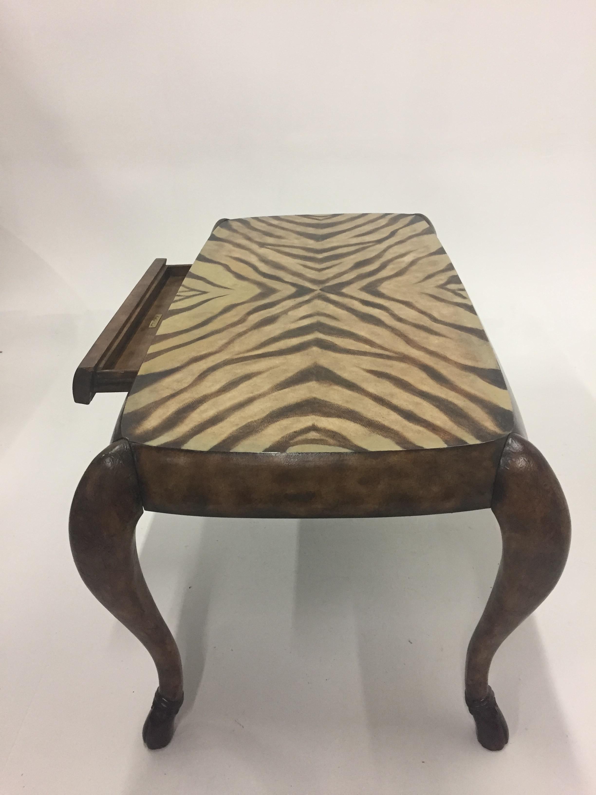 To Die for Maitland Smith Zebra Motif Leather Wrapped Desk 2