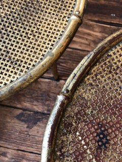 To Die For Pair of Italian Gilt Iron Faux Bamboo Round Small Cocktail Tables