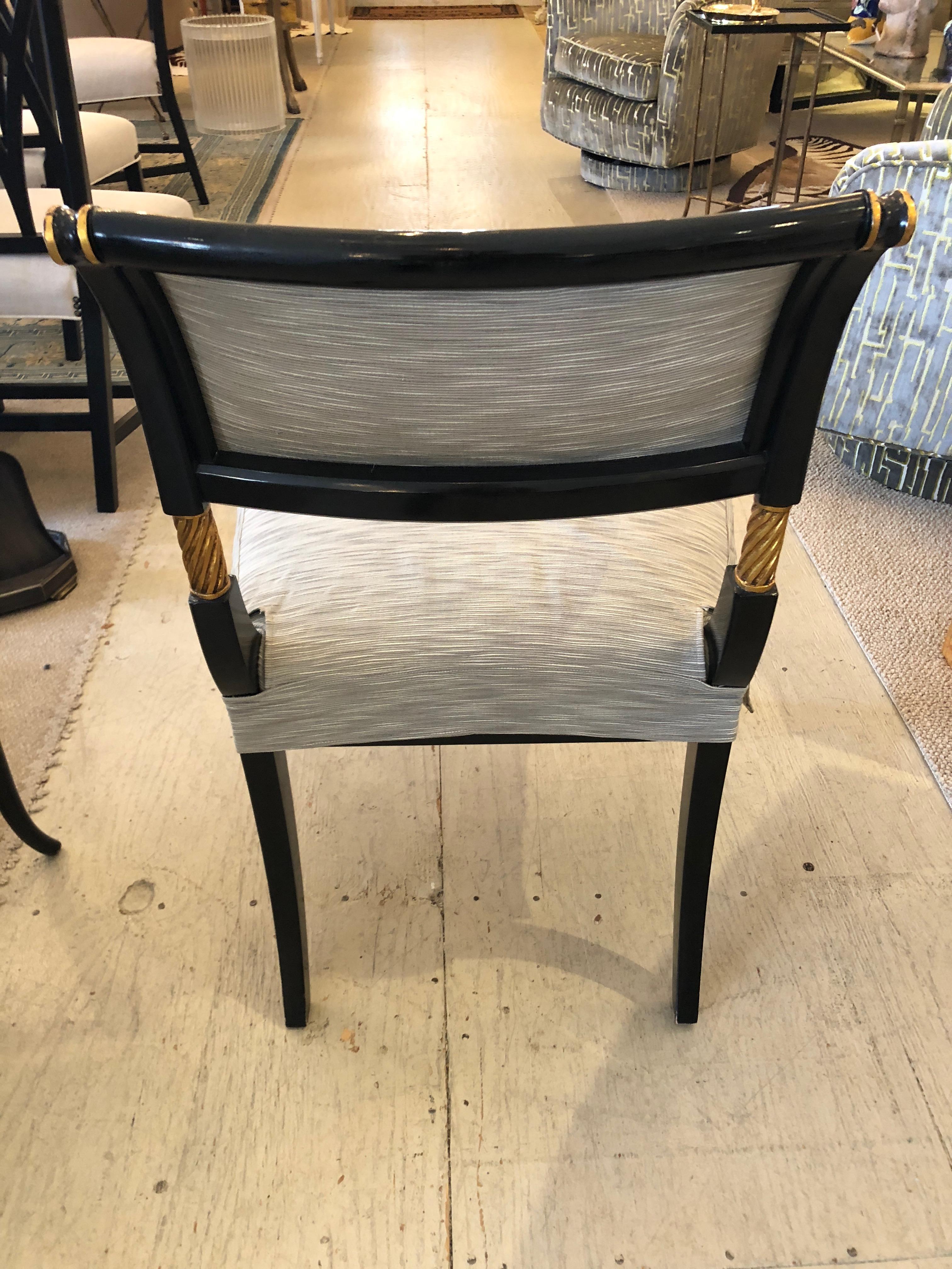 To Die for Set of 6 Karges Regency Black and Gold Armchairs Dining Chairs In Excellent Condition In Hopewell, NJ