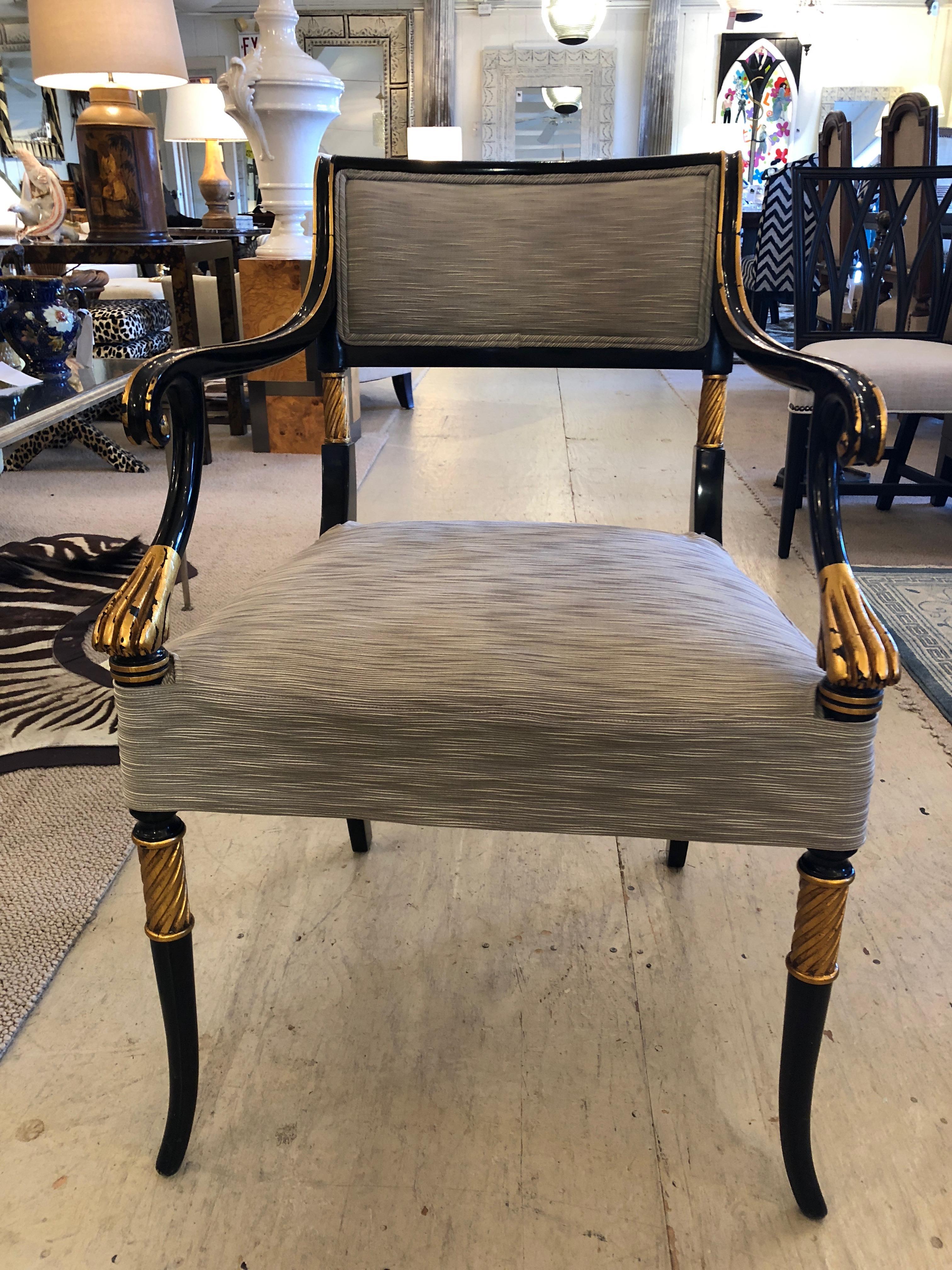 To Die for Set of 6 Karges Regency Black and Gold Armchairs Dining Chairs 1