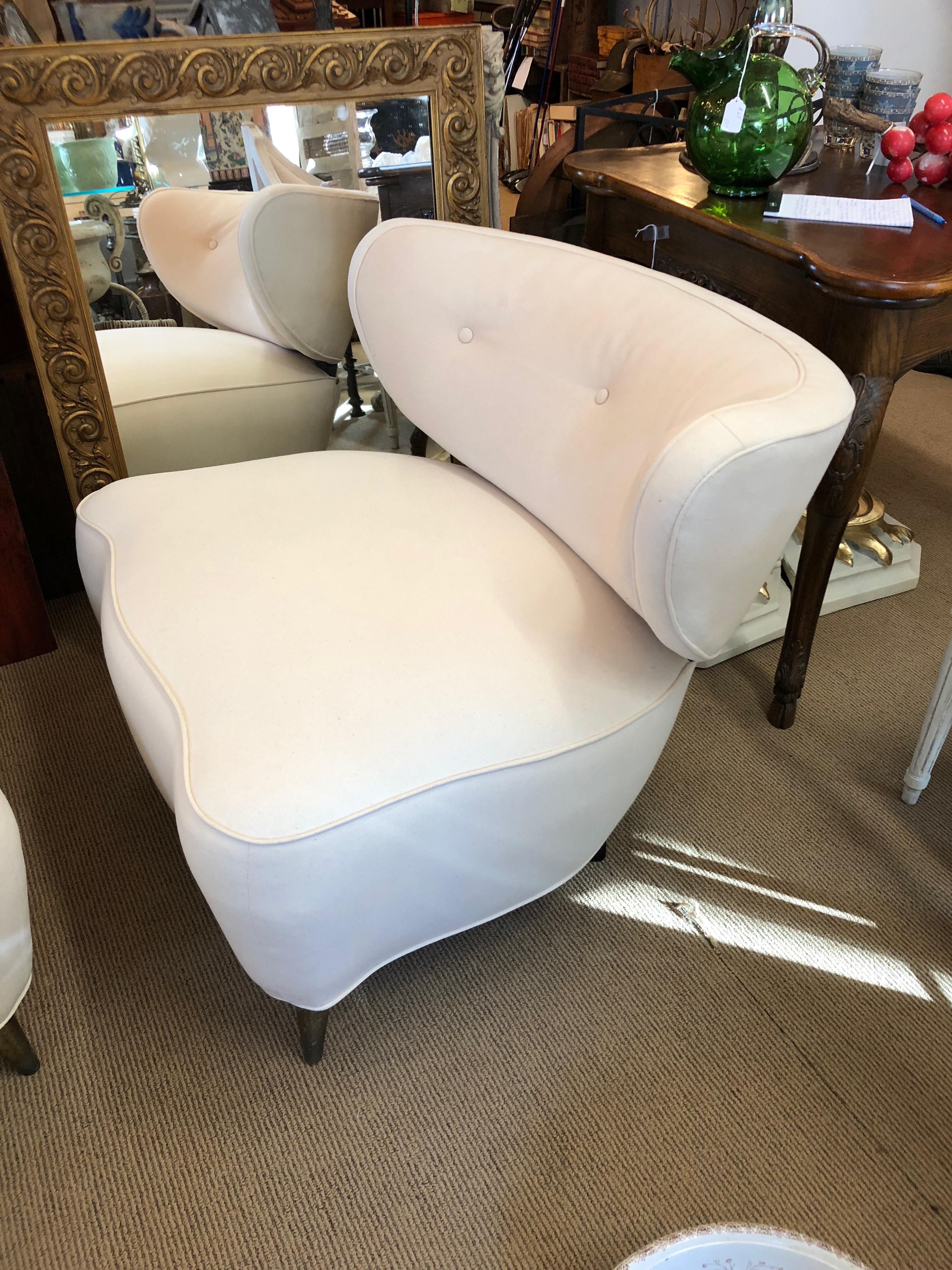 Sexy Pair of Gilbert Rohde Style Mid-Century Modern French Lounge Club Chairs 2