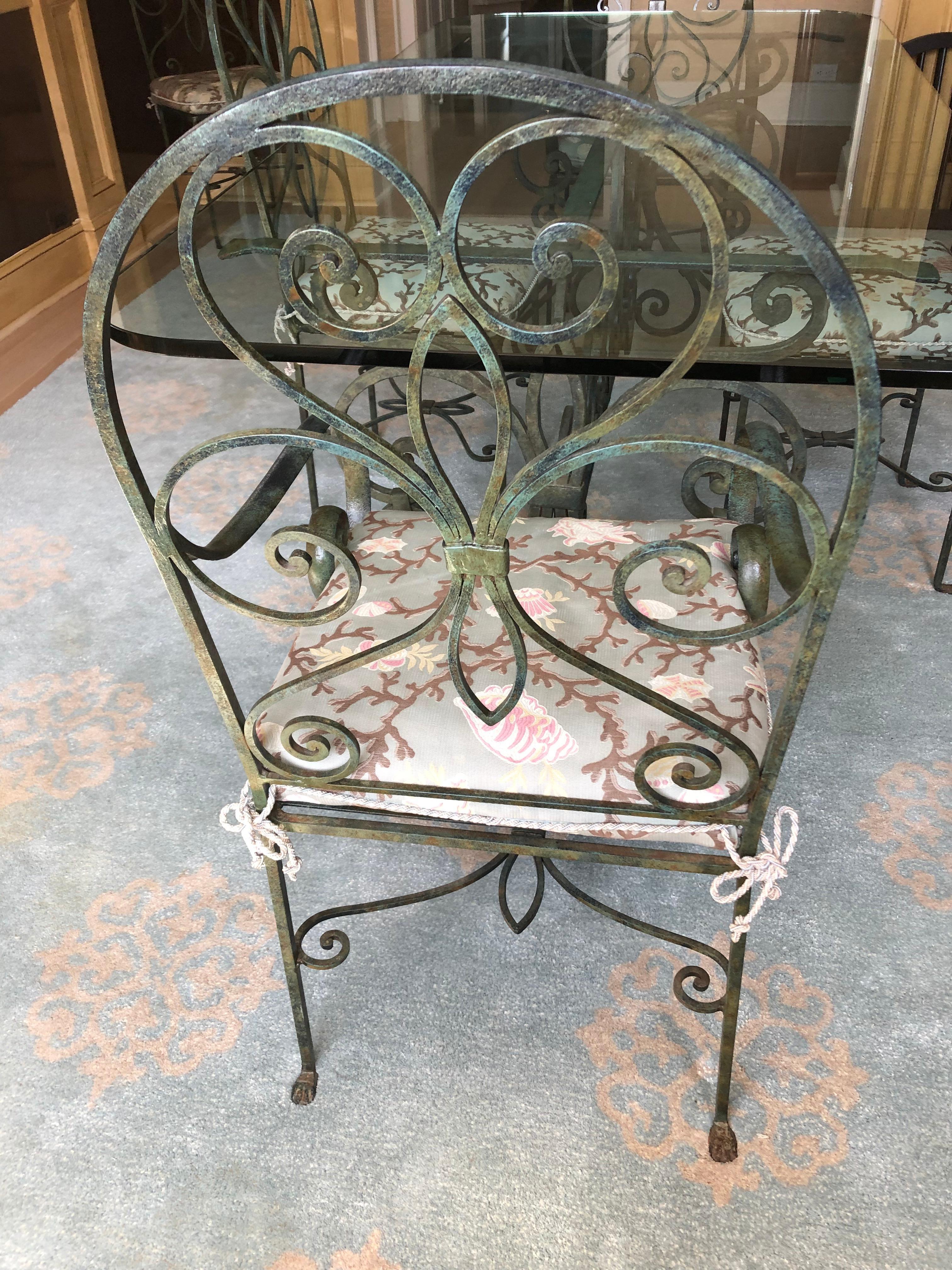 to Die for Very Large Wrought Iron and Glass Dining Table with 8 Matching Chairs 2