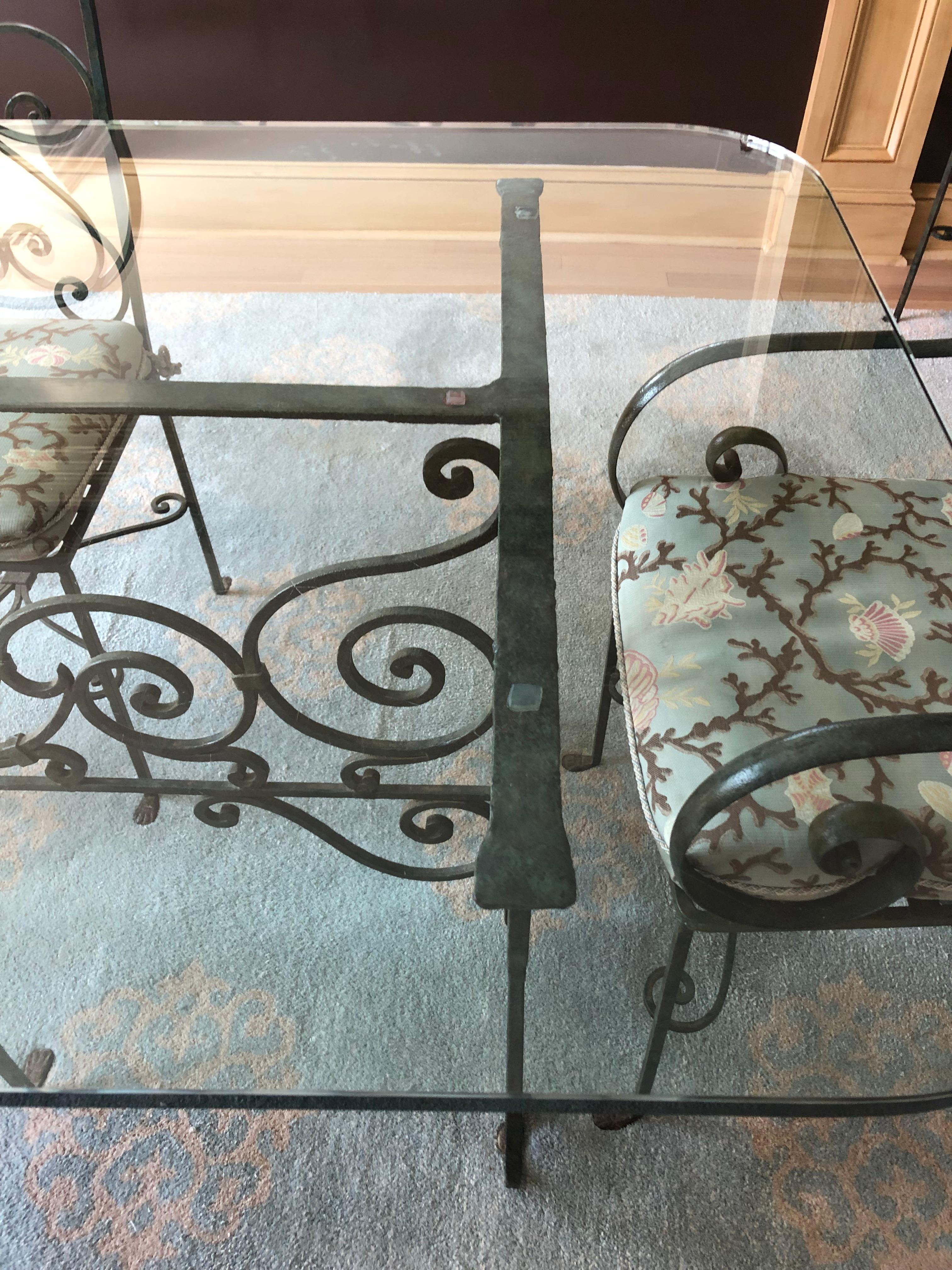 to Die for Very Large Wrought Iron and Glass Dining Table with 8 Matching Chairs 3