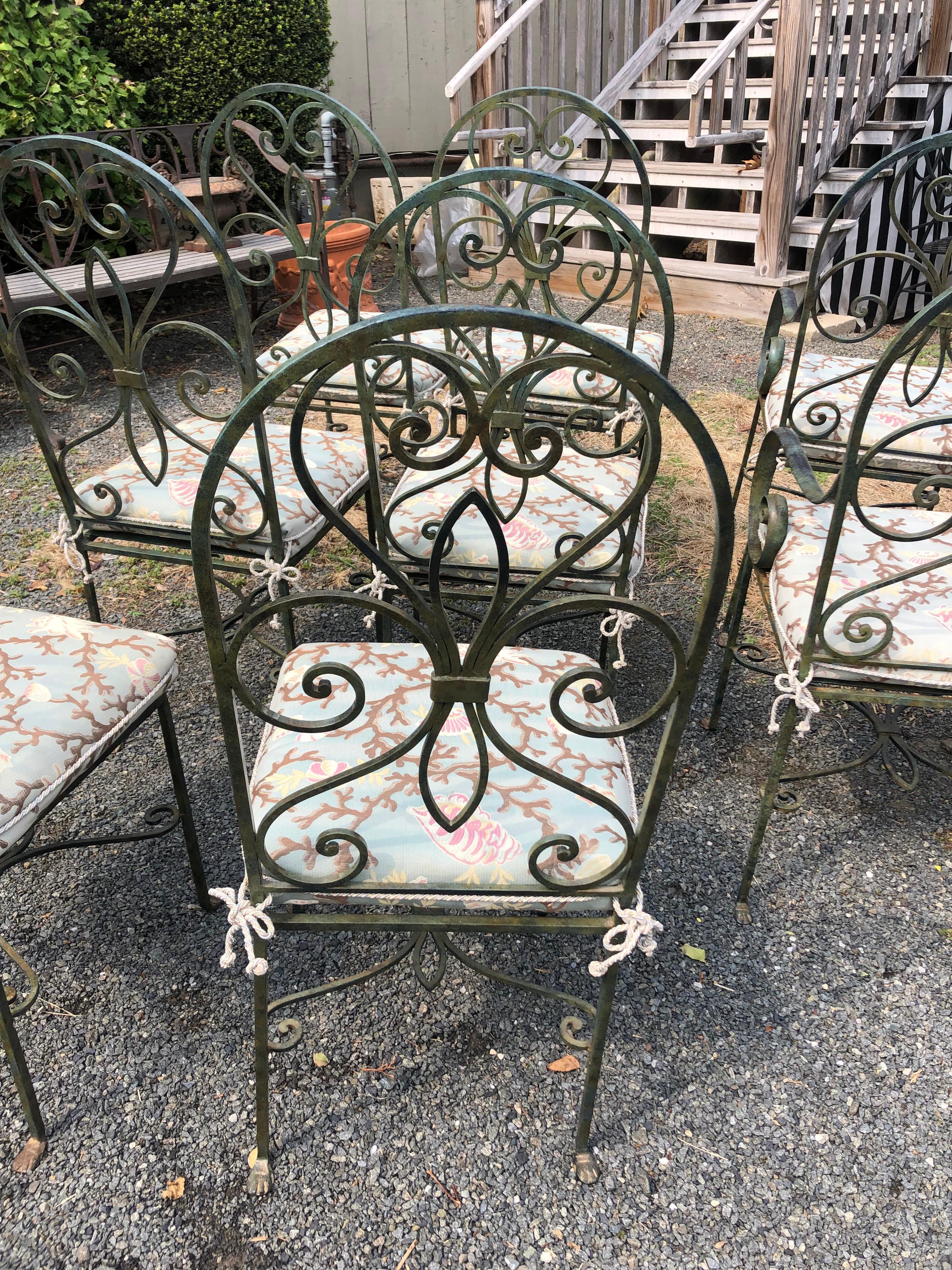 to Die for Very Large Wrought Iron and Glass Dining Table with 8 Matching Chairs 5