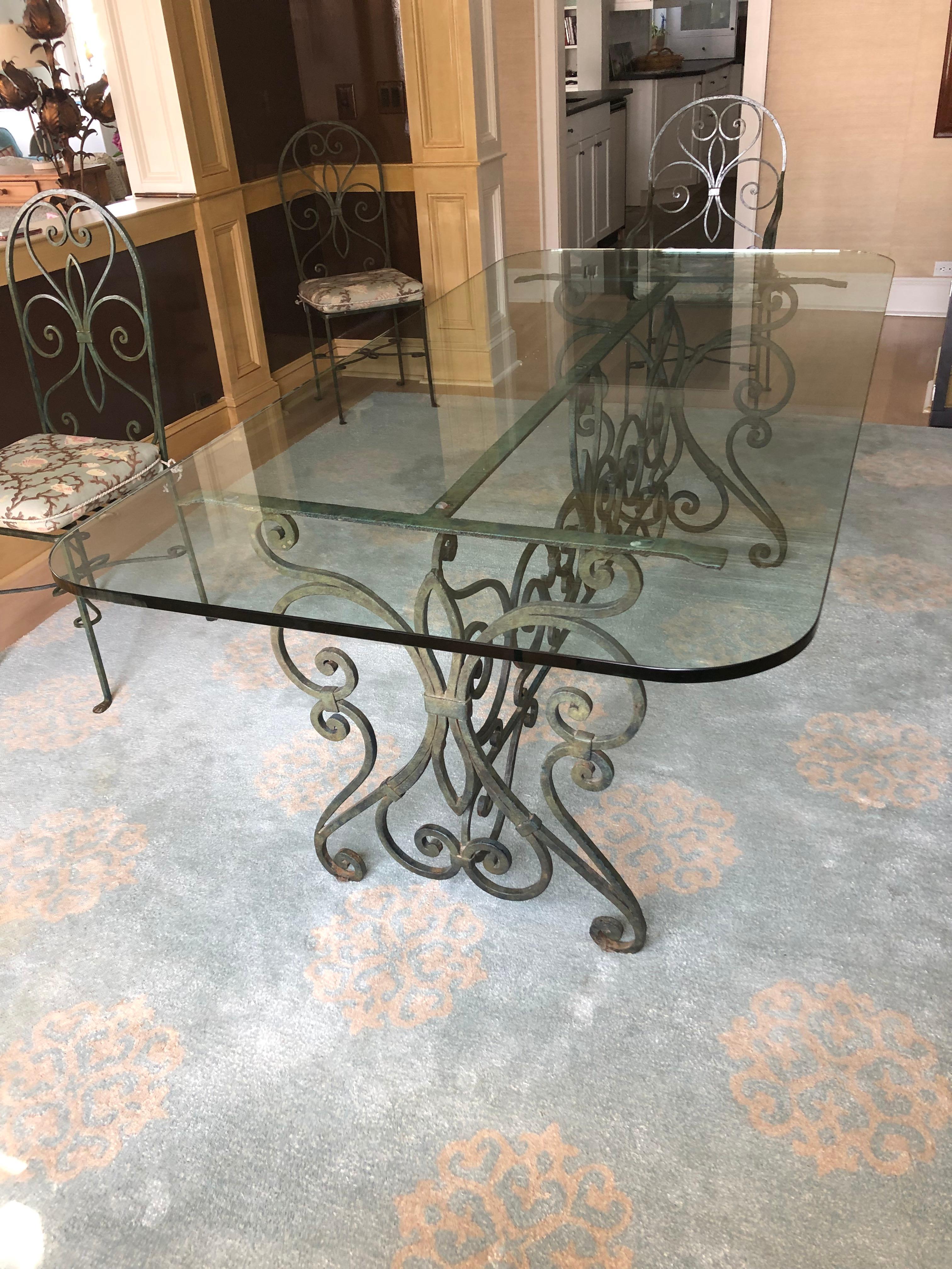 wrought iron glass top dining table and chairs