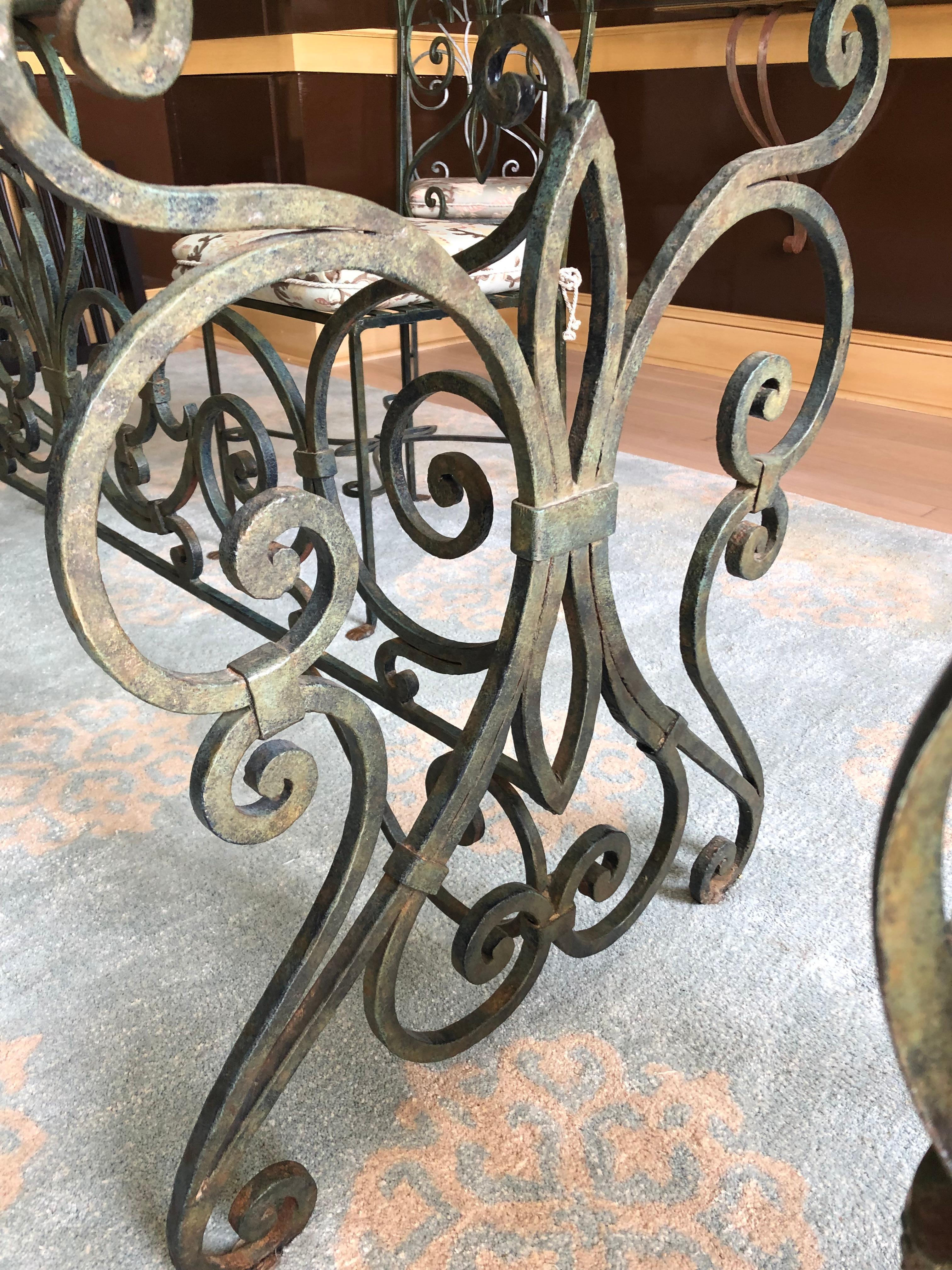to Die for Very Large Wrought Iron and Glass Dining Table with 8 Matching Chairs In Good Condition In Hopewell, NJ