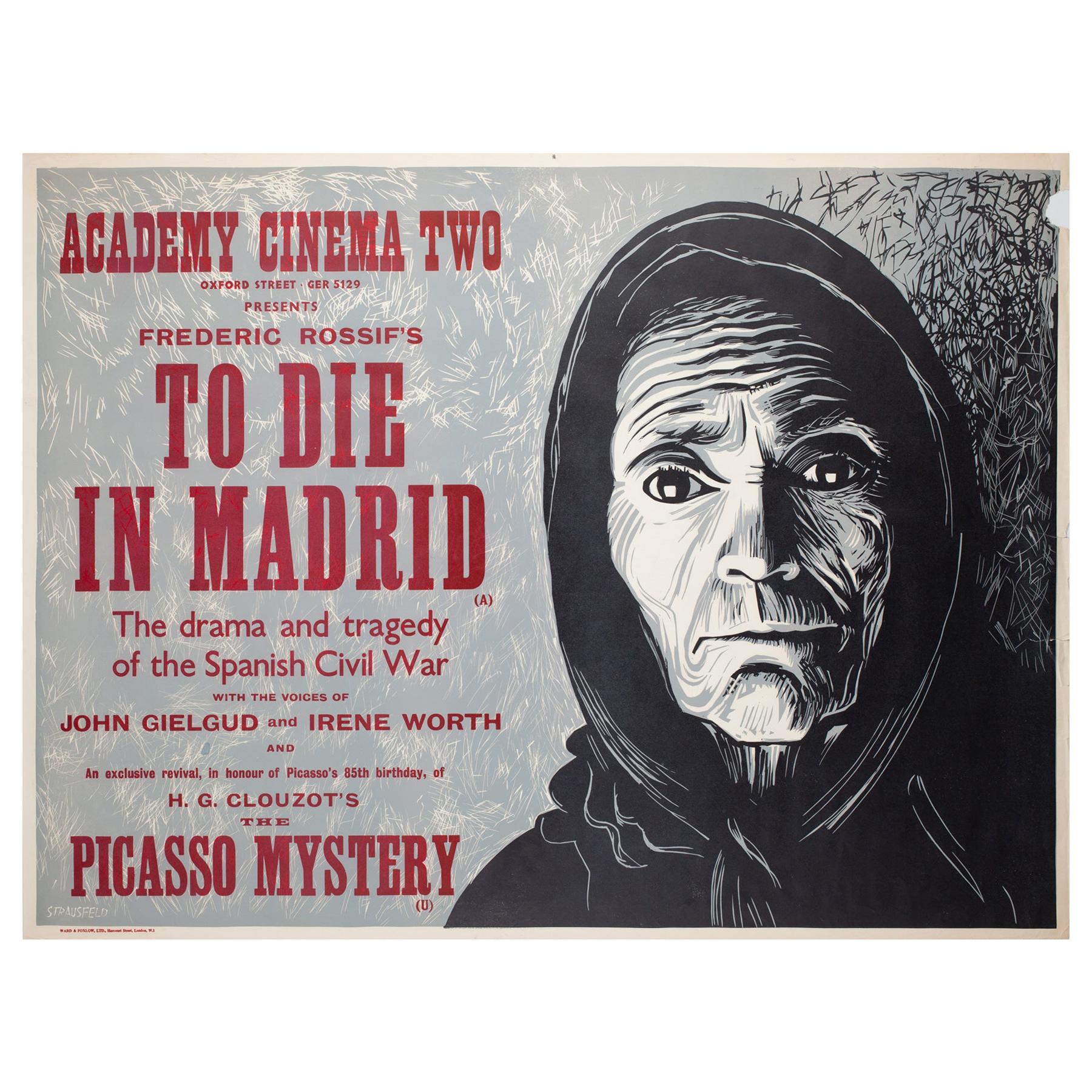 "To Die in Madrid", 1967 Academy Cinema UK Quad Film Poster, Strausfeld