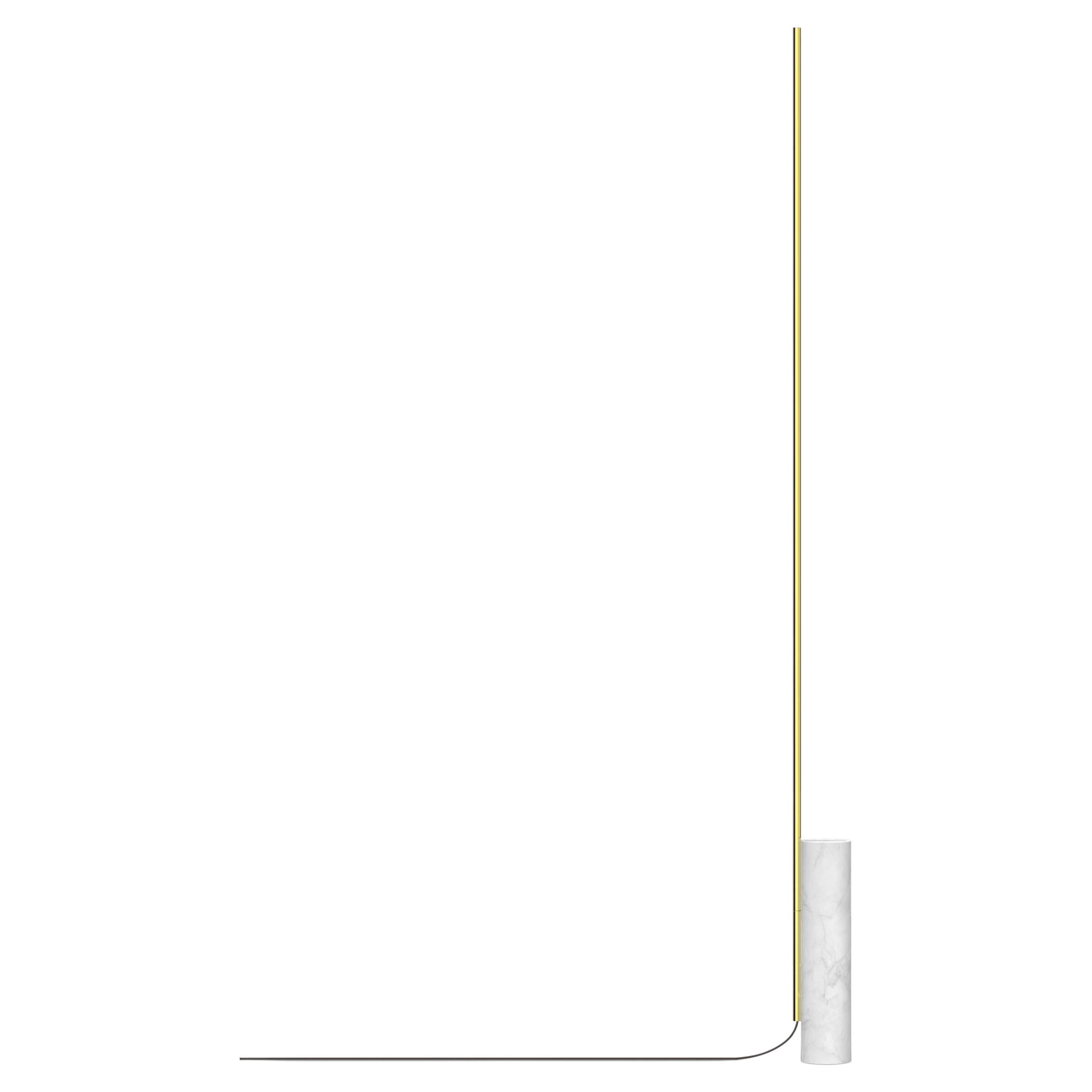 T.O Floor Lamp White Marble and Brass For Sale