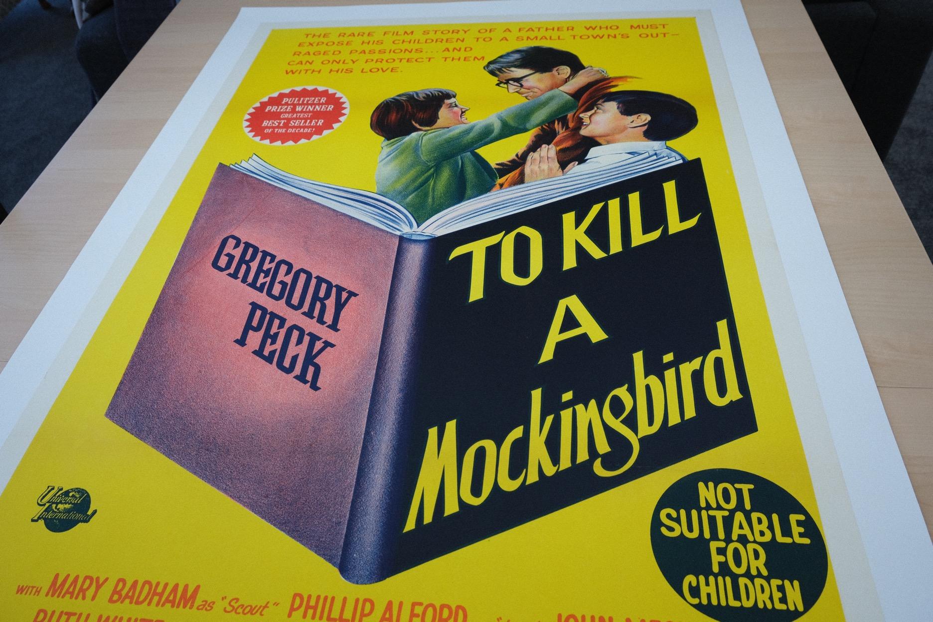 Size: One-Sheet

Condition: Mint

Dimensions: 1150mm x 780mm (inc. Linen Border)

Type: Original Lithographic Print - Linen Backed

Year: 1962

Details: One of the most beloved films of the early 1960’s, this To Kill A Mockingbird poster