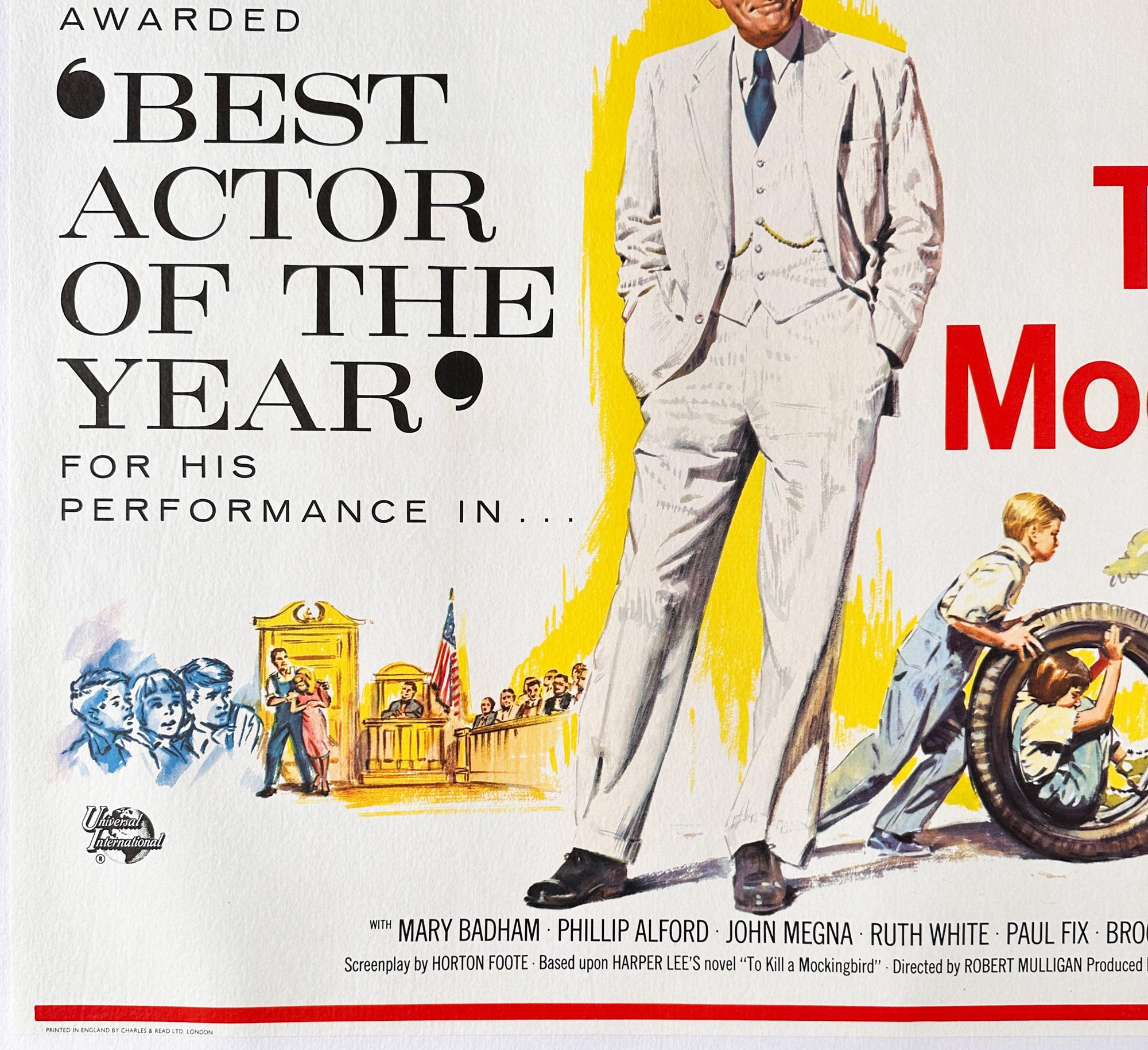 To Kill a Mockingbird 1963 UK Quad Film Poster In Good Condition For Sale In Bath, Somerset