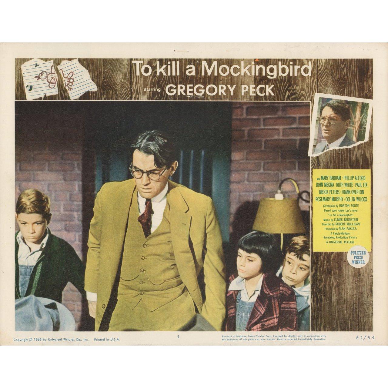 Original 1963 U.S. scene card for the film To Kill a Mockingbird directed by Robert Mulligan with Gregory Peck / John Megna / Frank Overton / Rosemary Murphy. Very Good-Fine condition, pinholes. Please note: the size is stated in inches and the