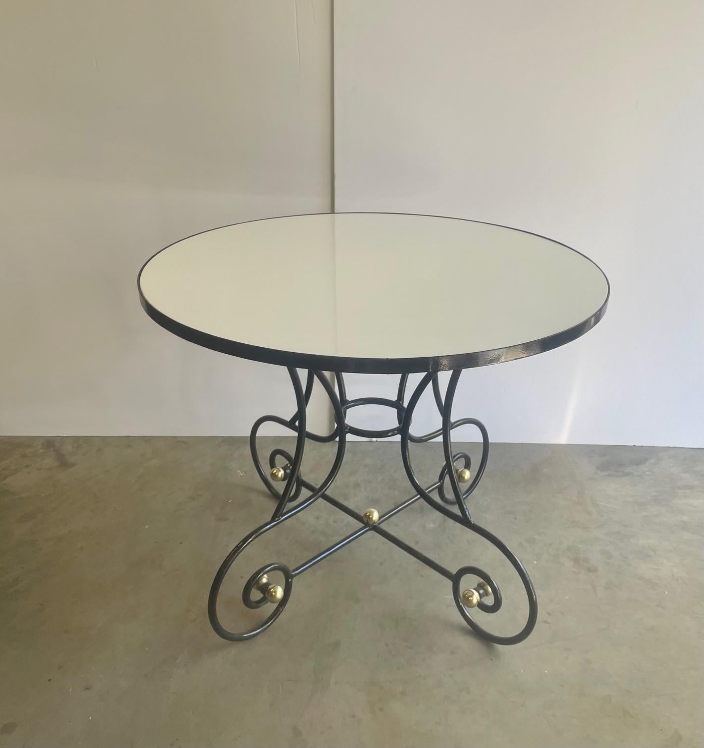 To Swoon Over Maison Jansen Dining Set with Round Table and 4 Lyre Motif Chairs 5