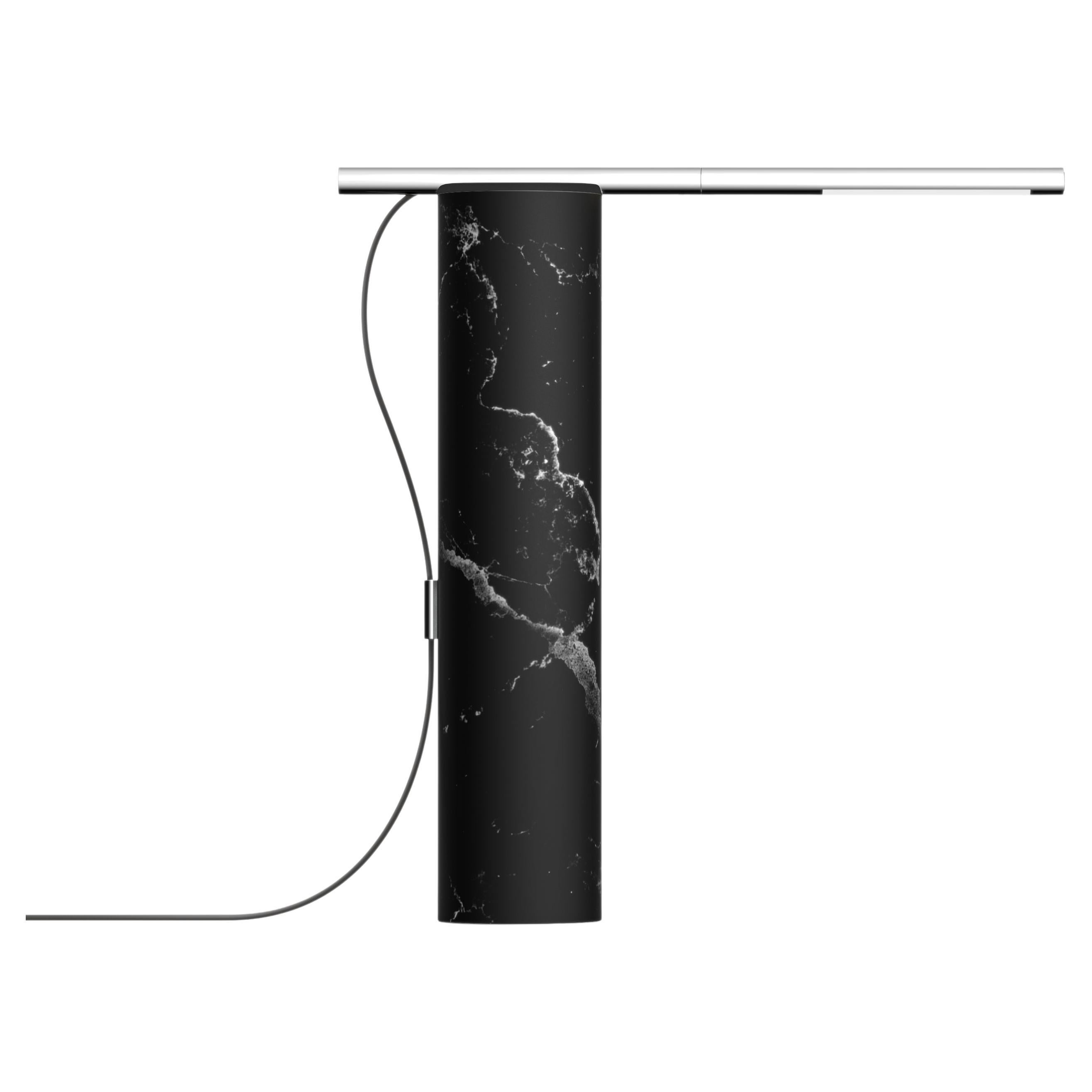 T.O Table Lamp Black Marble and Chrome For Sale