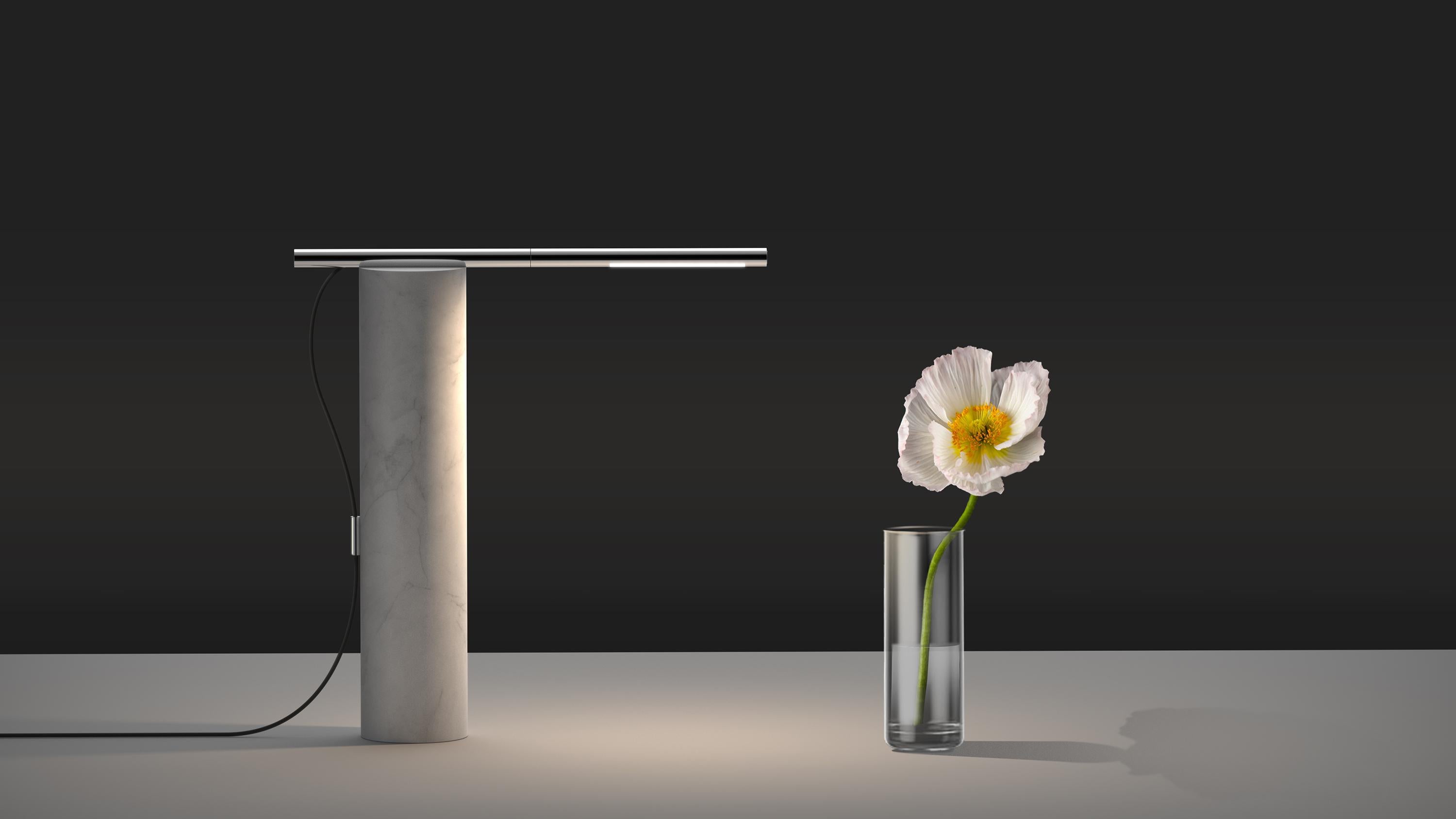T.O Table Lamp White Marble and Brass For Sale 1