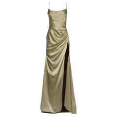 To The Nines Open Back Draped Satin Gown Uk 10