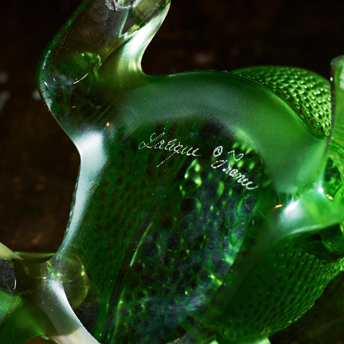 Toad frog figurine “Gregoire” in Crystal Green by Lalique?

Additional information:
Material: Crystal
Artist: Lalique
Size: 11 W X 8 D X 12 H cm.