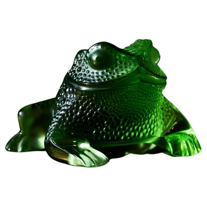 Toad Frog Figurine “Gregoire” in Crystal Green by Lalique⁠