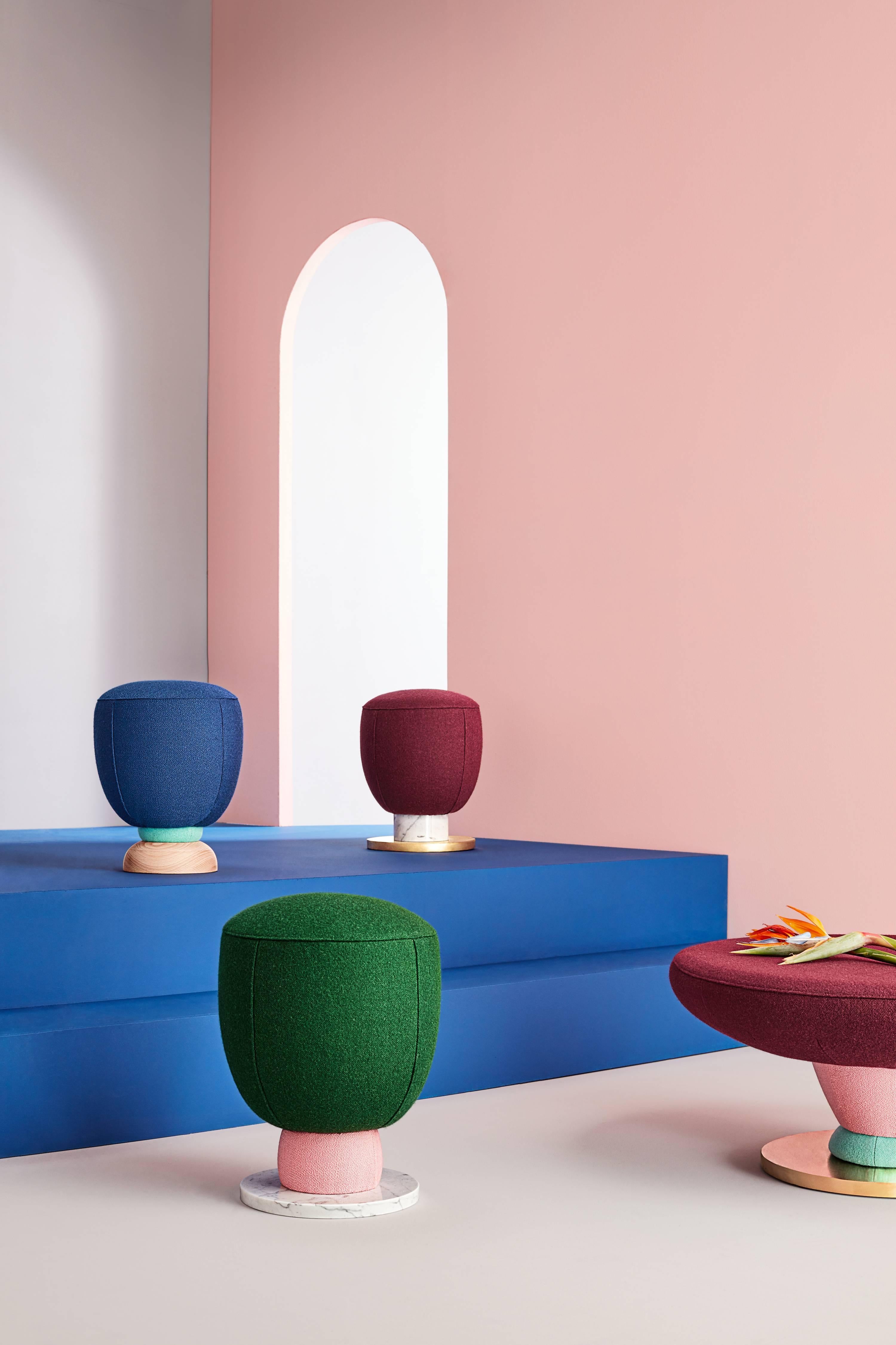 Toadstool collection blue puff Masquespacio

This collection of puffs, table and sofa bench designed by Masquespacio is inspired in the visual culture and graphic design always present one way
or another in the creative consultancy projects. The