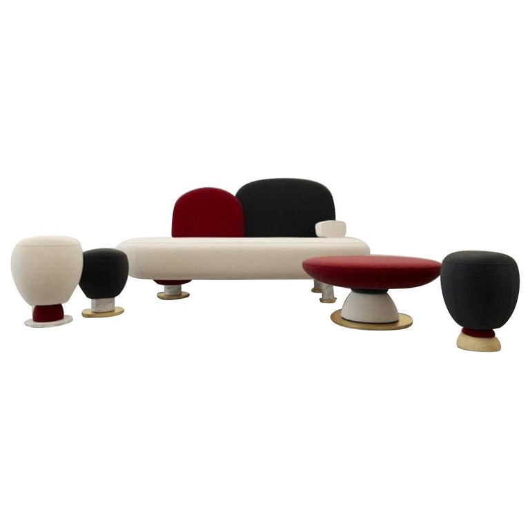 Toadstool Collection Ensemble Sofa, Table and Puffs, Masquespacio For Sale