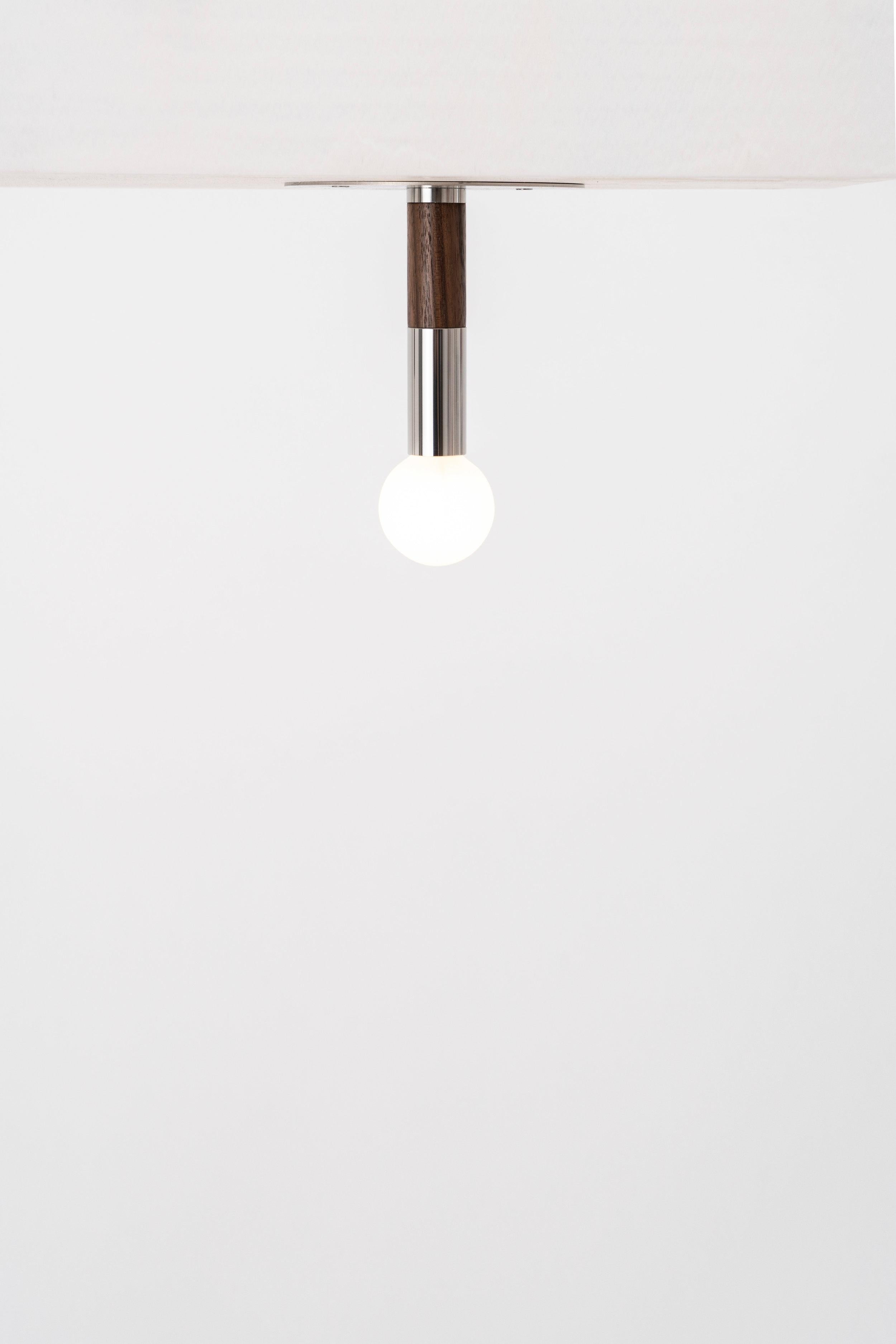 American Toam Flush Mount in Polished Chrome and Walnut with Frosted Bulb