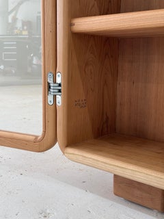 Handmade Cherry Wood Toba Cabinet with Glass Doors, Made in Chicago
