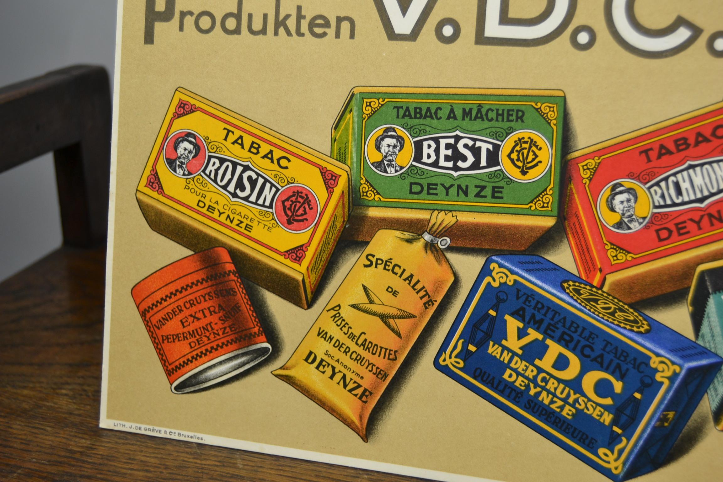 Werbeschild für Tabak, Belgien, 1950er Jahre im Angebot 4