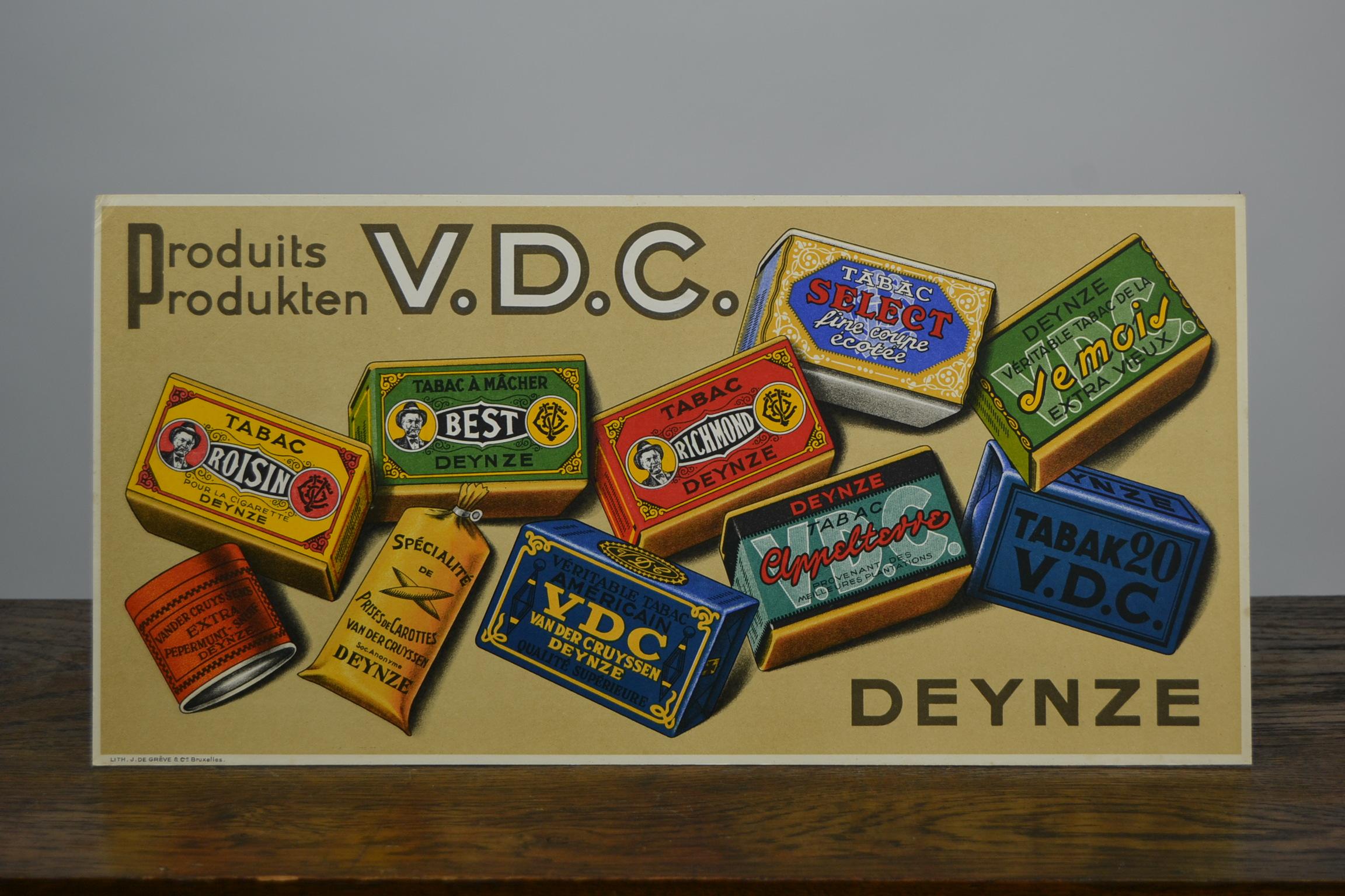 20ième siècle Panneau publicitaire vintage pour le tabac, Belgique, années 1950 en vente