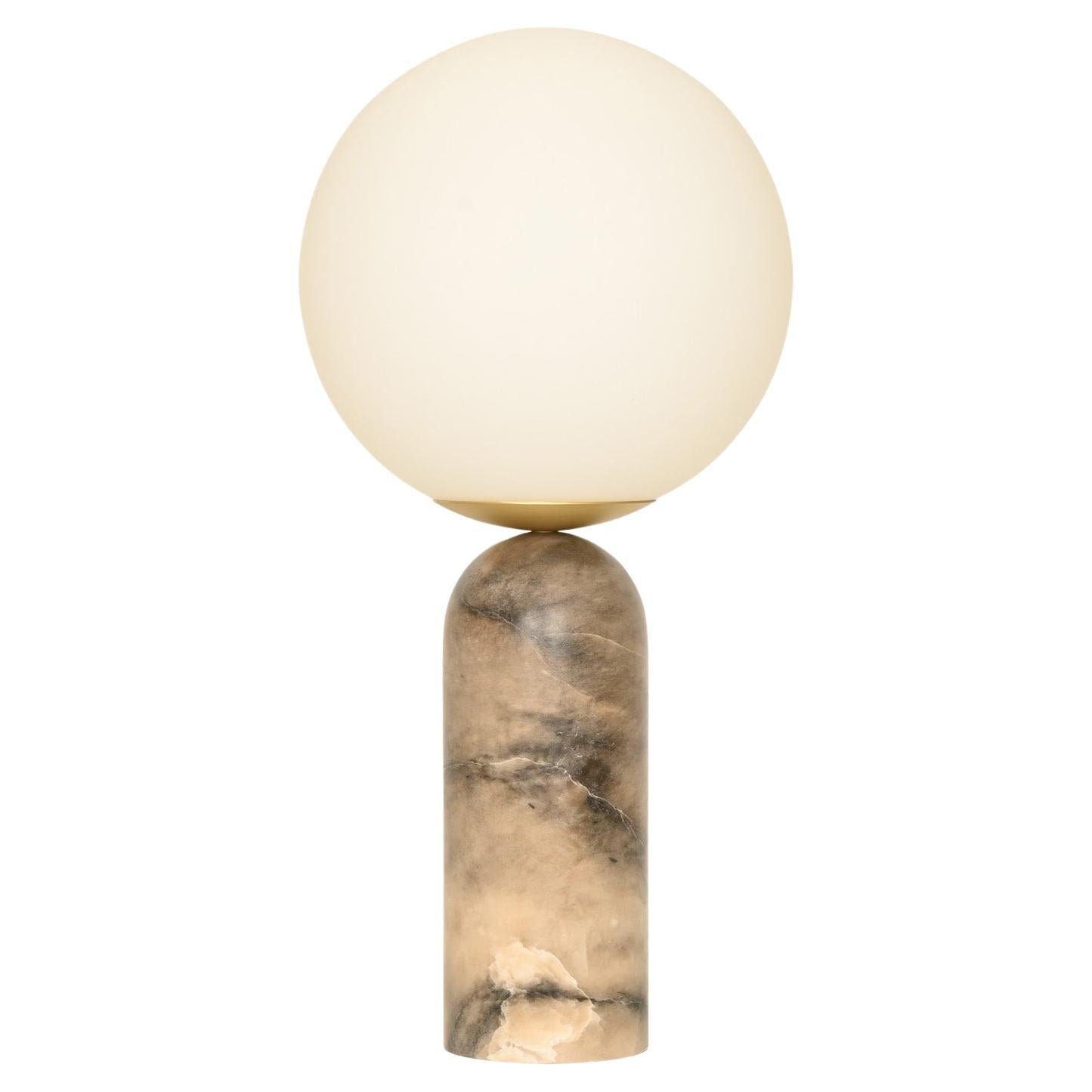 Tobacco Alabaster and Brass Atlas Table Lamp by Simone & Marcel For Sale
