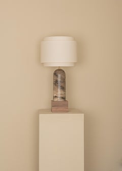 Tobacco Alabaster And Walnut Base Pura Kelo Double Table Lamp by Simone & Marcel