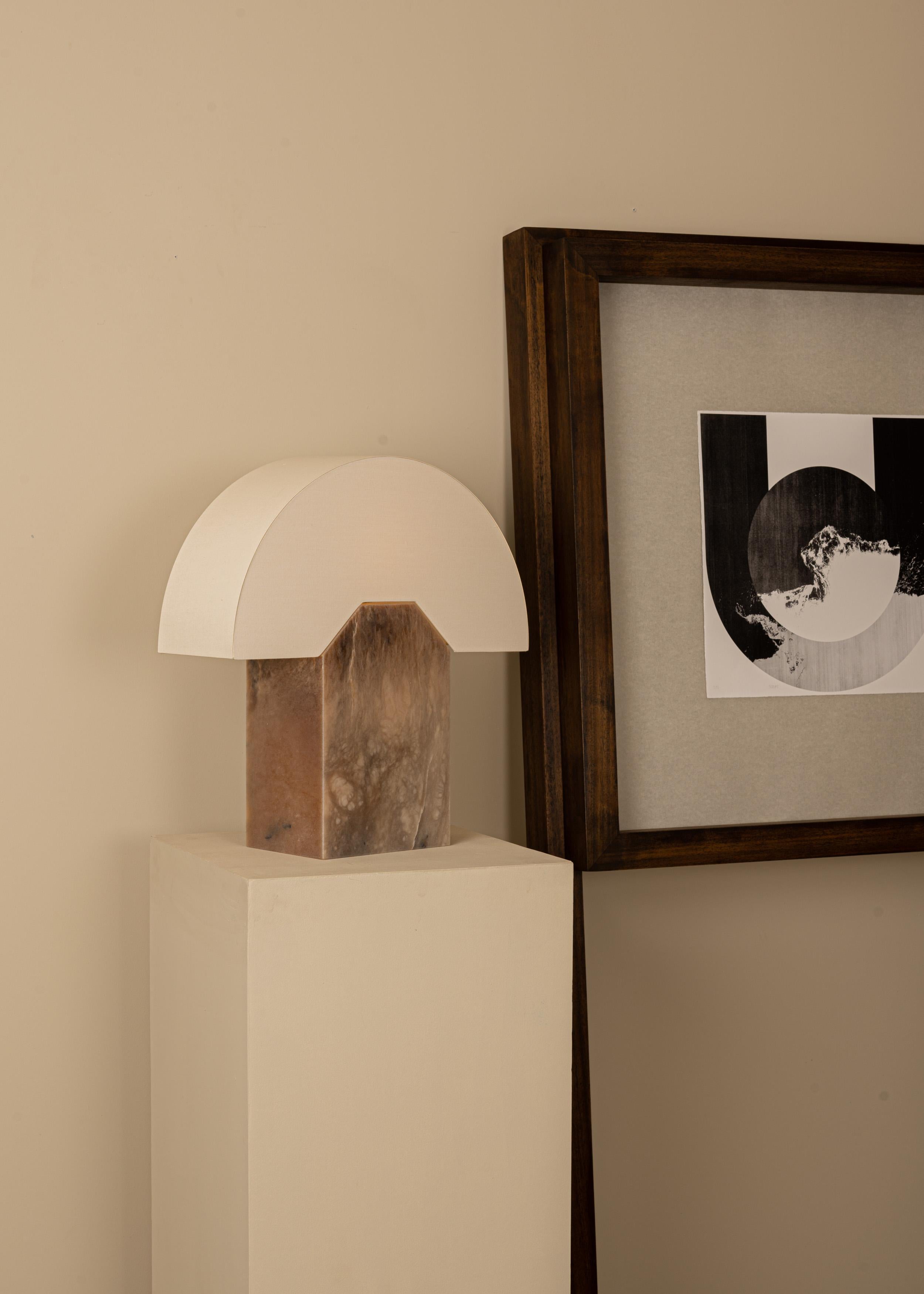 Other Tobacco Alabaster Edna Table Lamp by Simone & Marcel For Sale