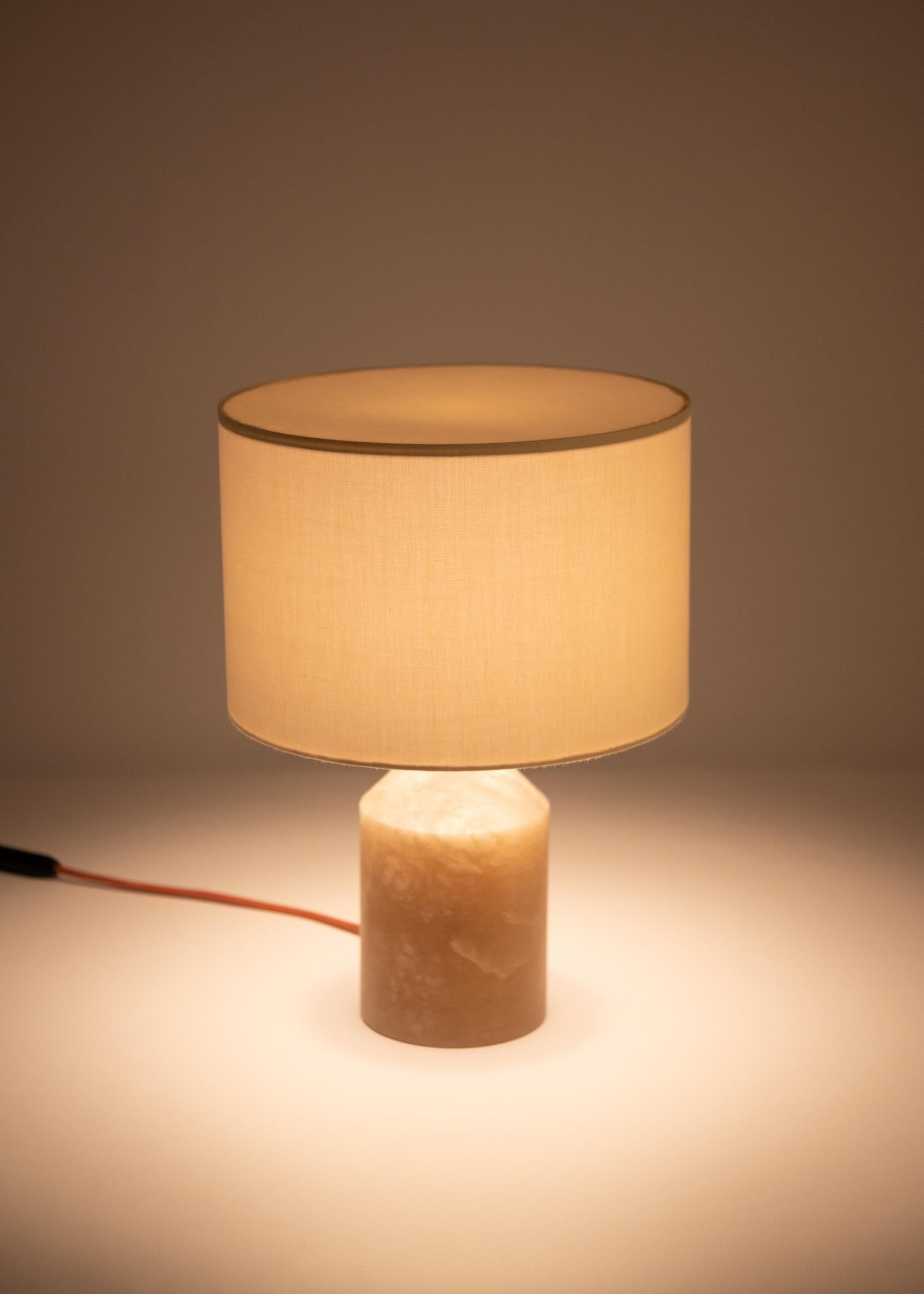 Contemporary Tobacco Alabaster Josef Table Lamp by Simone & Marcel For Sale