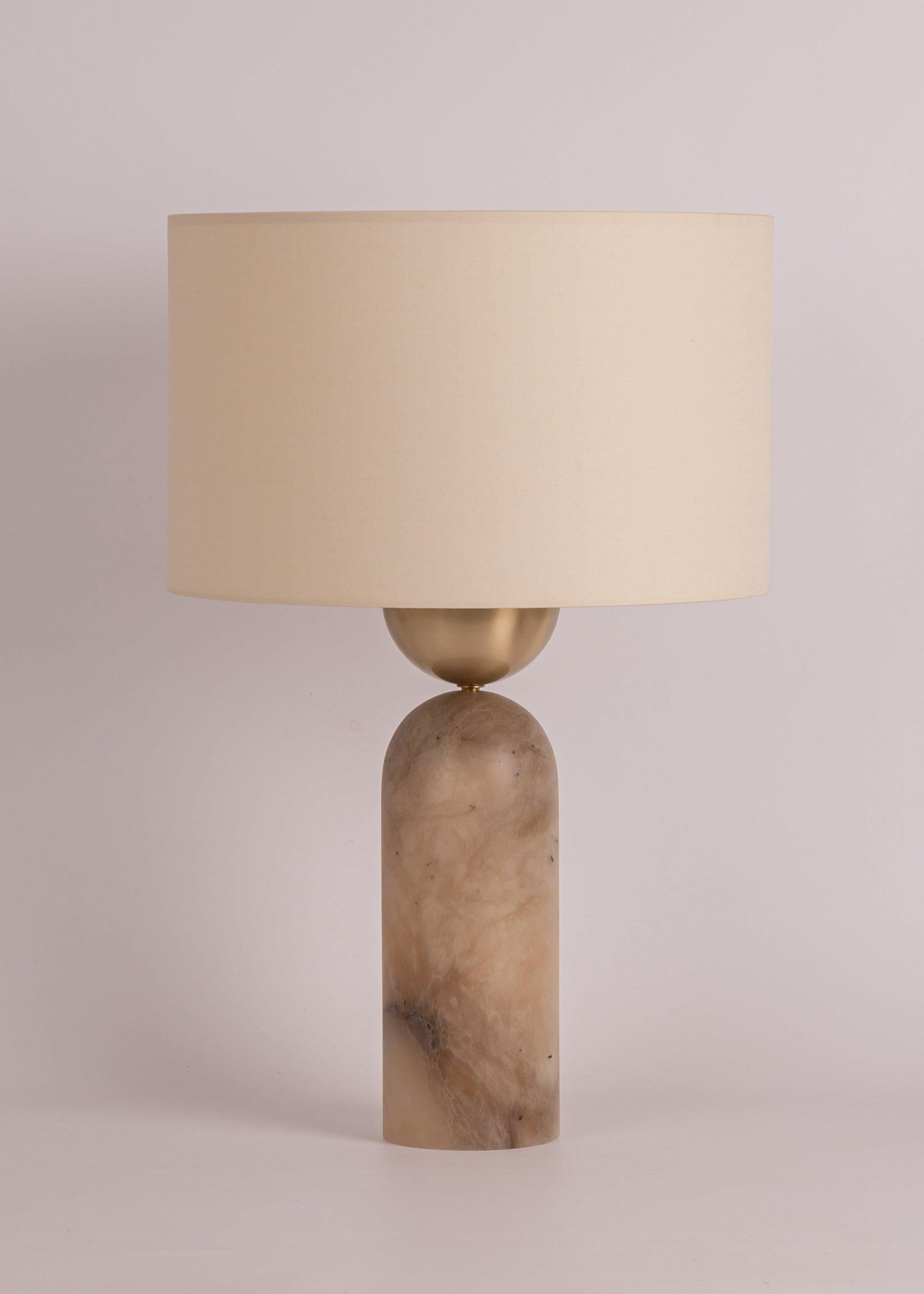 Tobacco Alabaster Peona Table Lamp by Simone & Marcel
Dimensions: Ø 40 x H 61 cm.
Materials: Brass, cotton and tobacco alabaster.

Also available in different marble, wood and alabaster options and finishes. Custom options available on request.