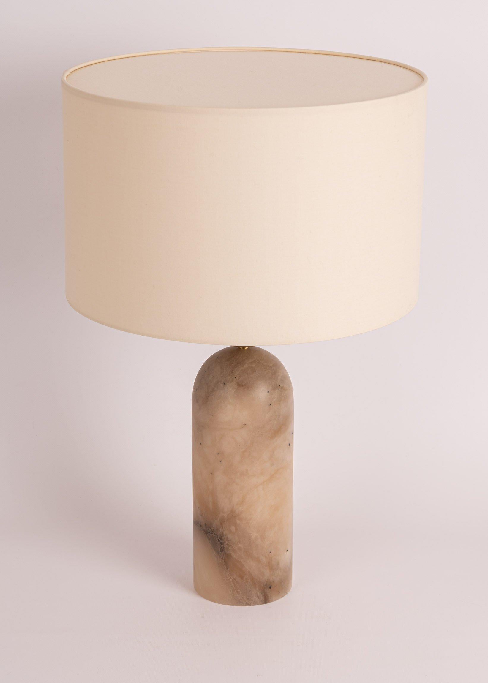 Other Tobacco Alabaster Peona Table Lamp by Simone & Marcel For Sale