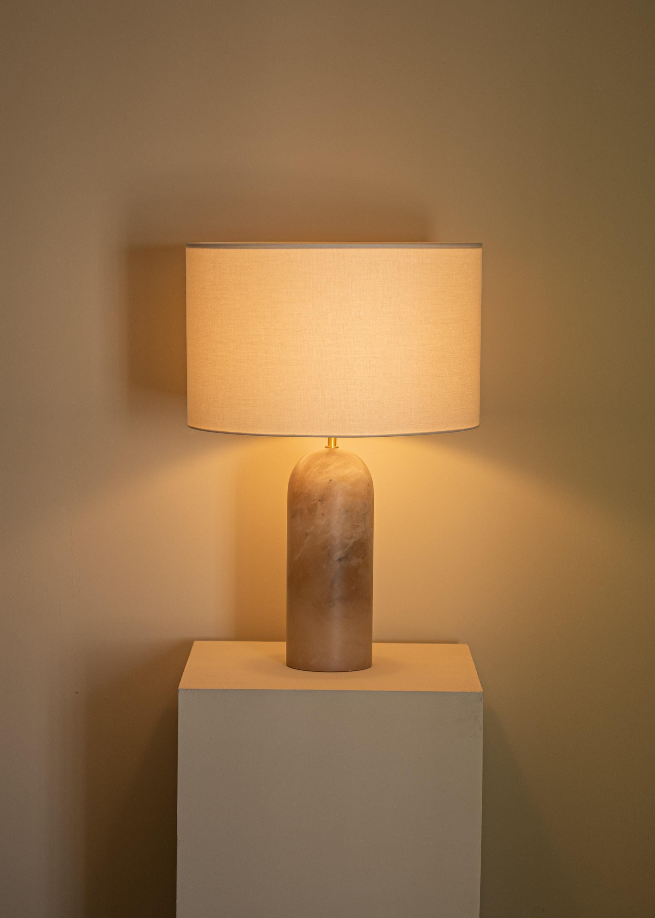 Tobacco Alabaster Pura Table Lamp by Simone & Marcel For Sale 3