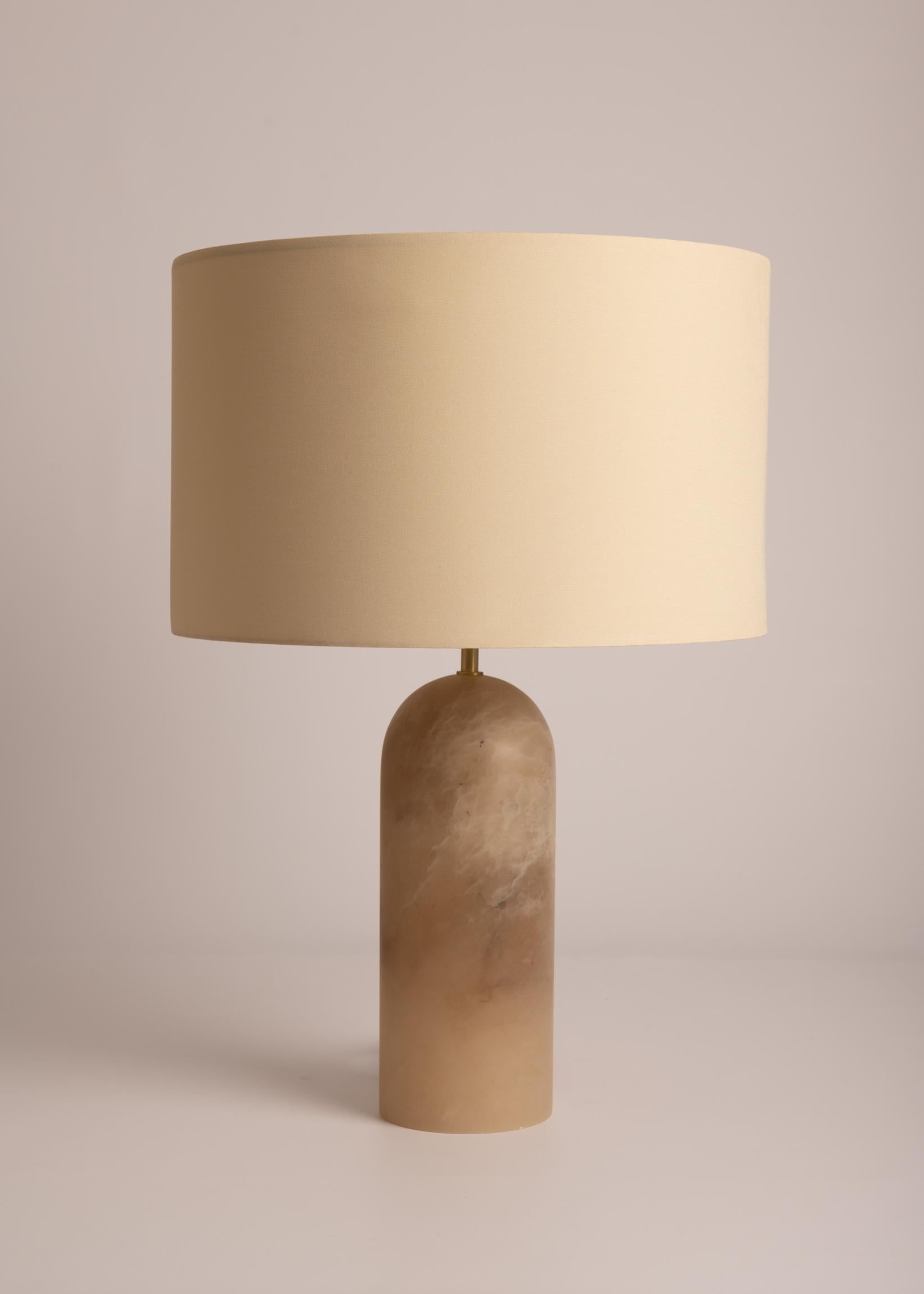 Spanish Tobacco Alabaster Pura Table Lamp by Simone & Marcel For Sale