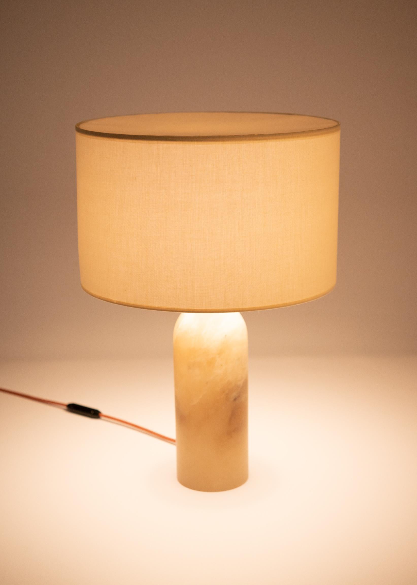 Contemporary Tobacco Alabaster Pura Table Lamp by Simone & Marcel For Sale