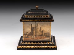 Tobacco Box Antique Gilt Welsh Slate 19th Century