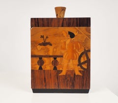 Tobacco Box, "Columbus" in Inlaid Wood by Birger Ekman, Mjölby Intarsia, Sweden