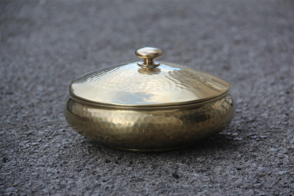Mid-20th Century Tobacco Box Golden Brass Hammered by Hand in 1950 Midcentury