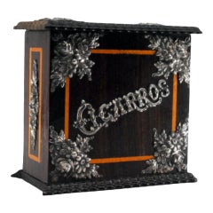 Tobacco box with trembling rosewood trim and silver applications Tobacco box with trembling rosewood trim and silver applications