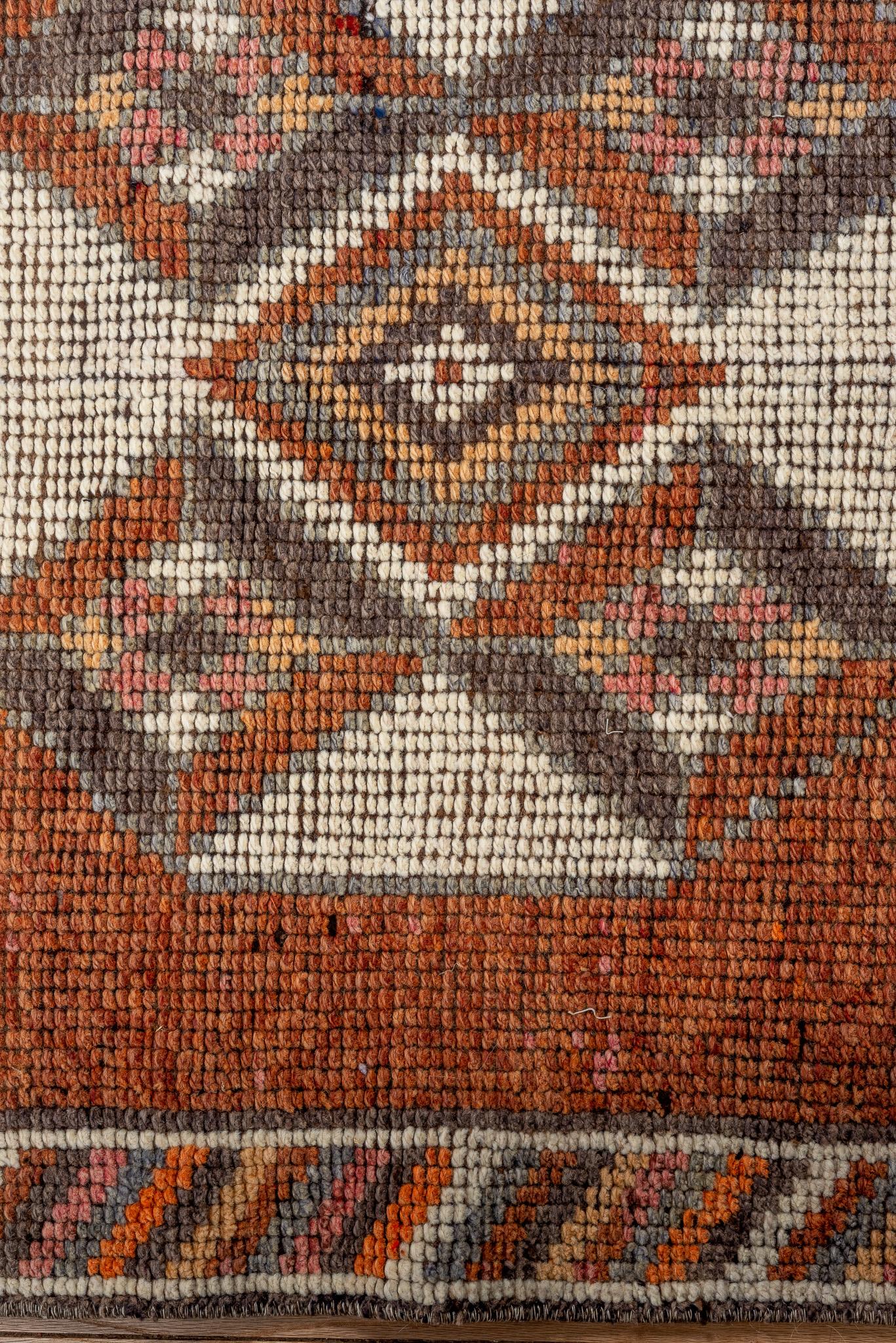 Oushak marrone tabacco con motivi arancio avorio - Antico In condizioni ottime in vendita a New York, NY