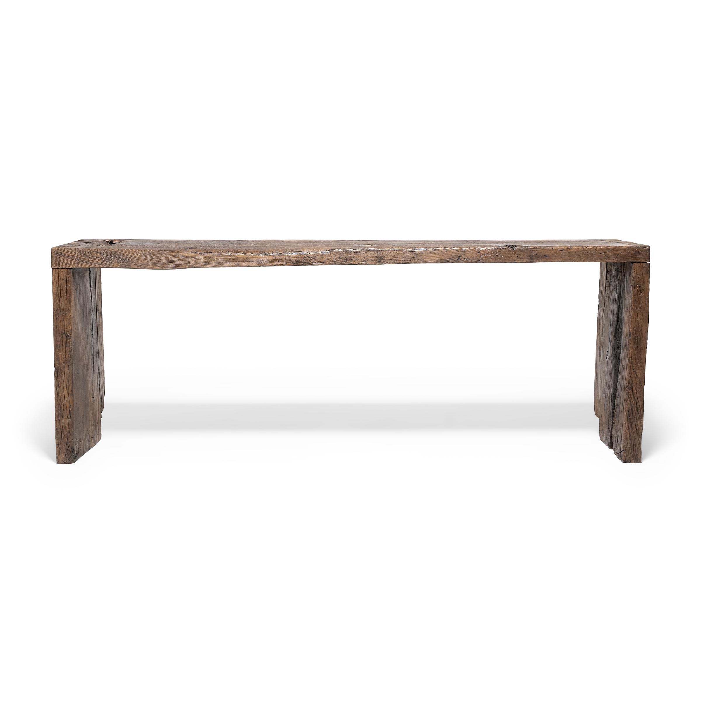 Chinese Tobacco Brown Reclaimed Waterfall Table