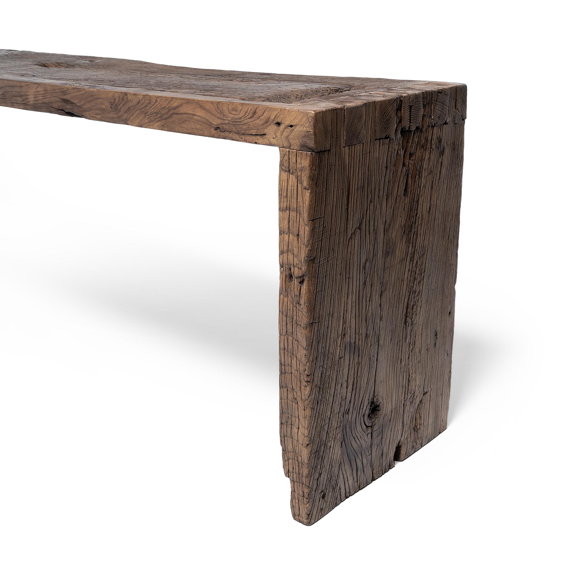 Contemporary Tobacco Brown Reclaimed Waterfall Table