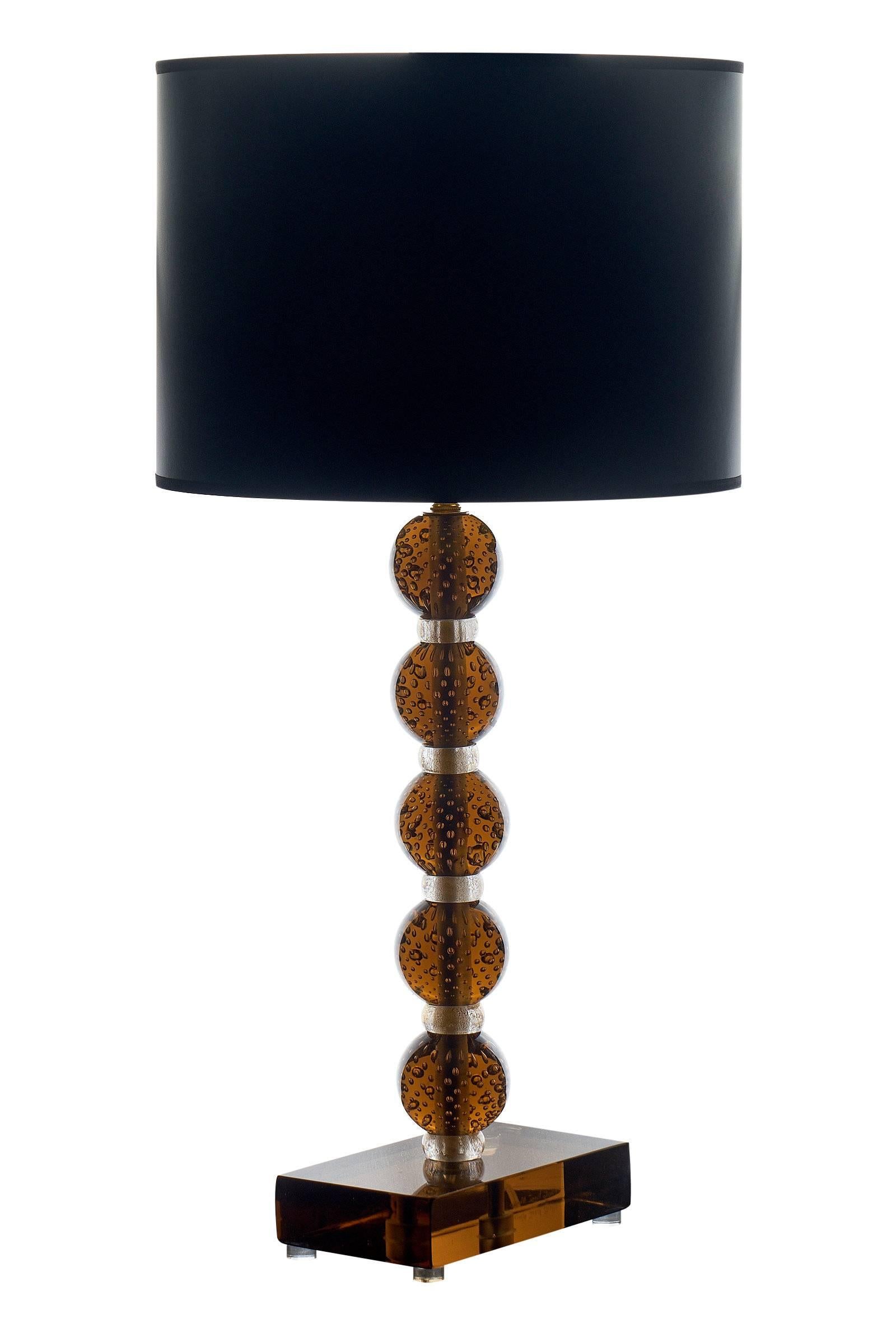 Italian Tobacco Colored Murano Glass Lamps For Sale
